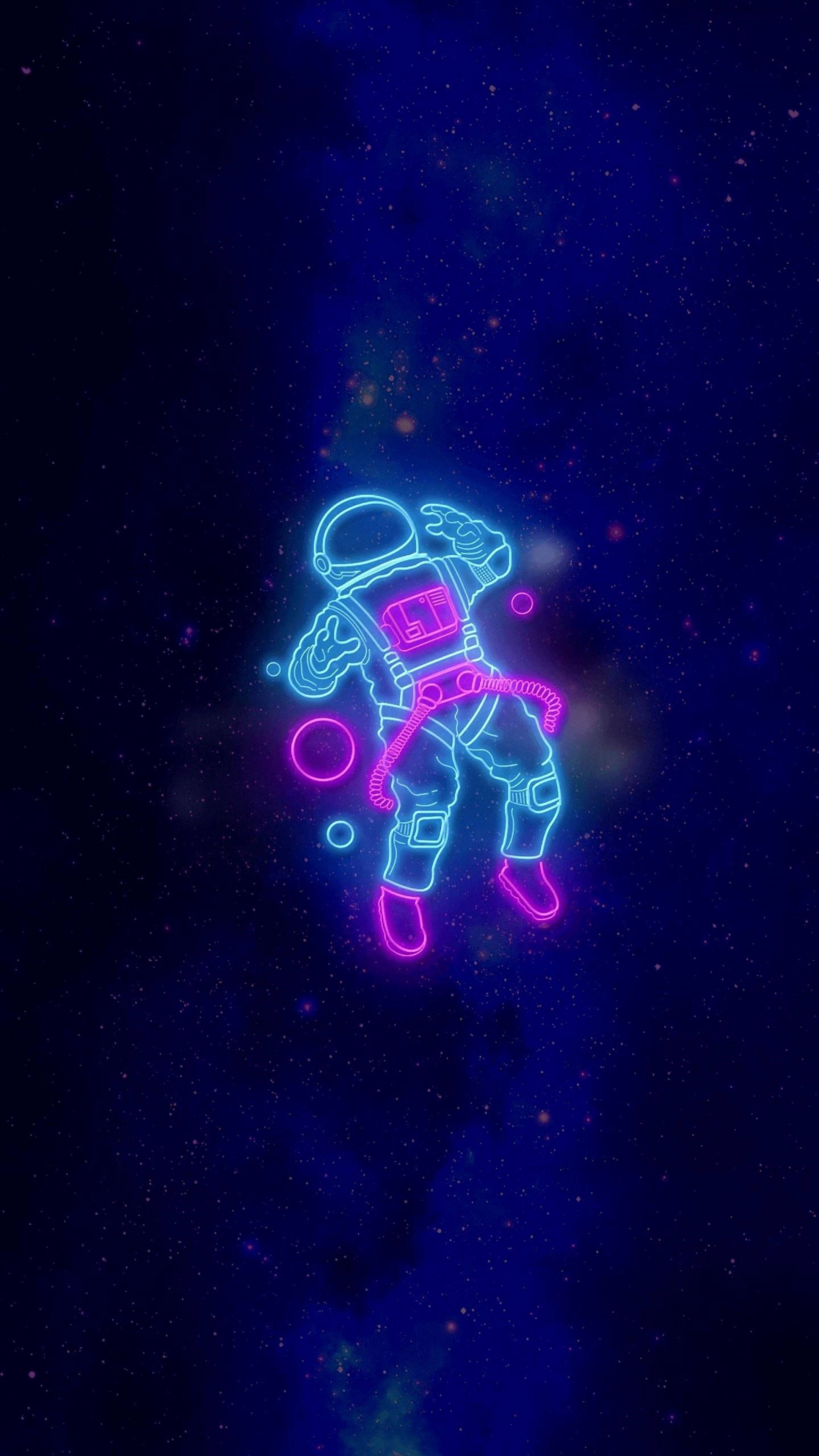 Astronaut i rummet 4K Neon iPhone Wallpapers