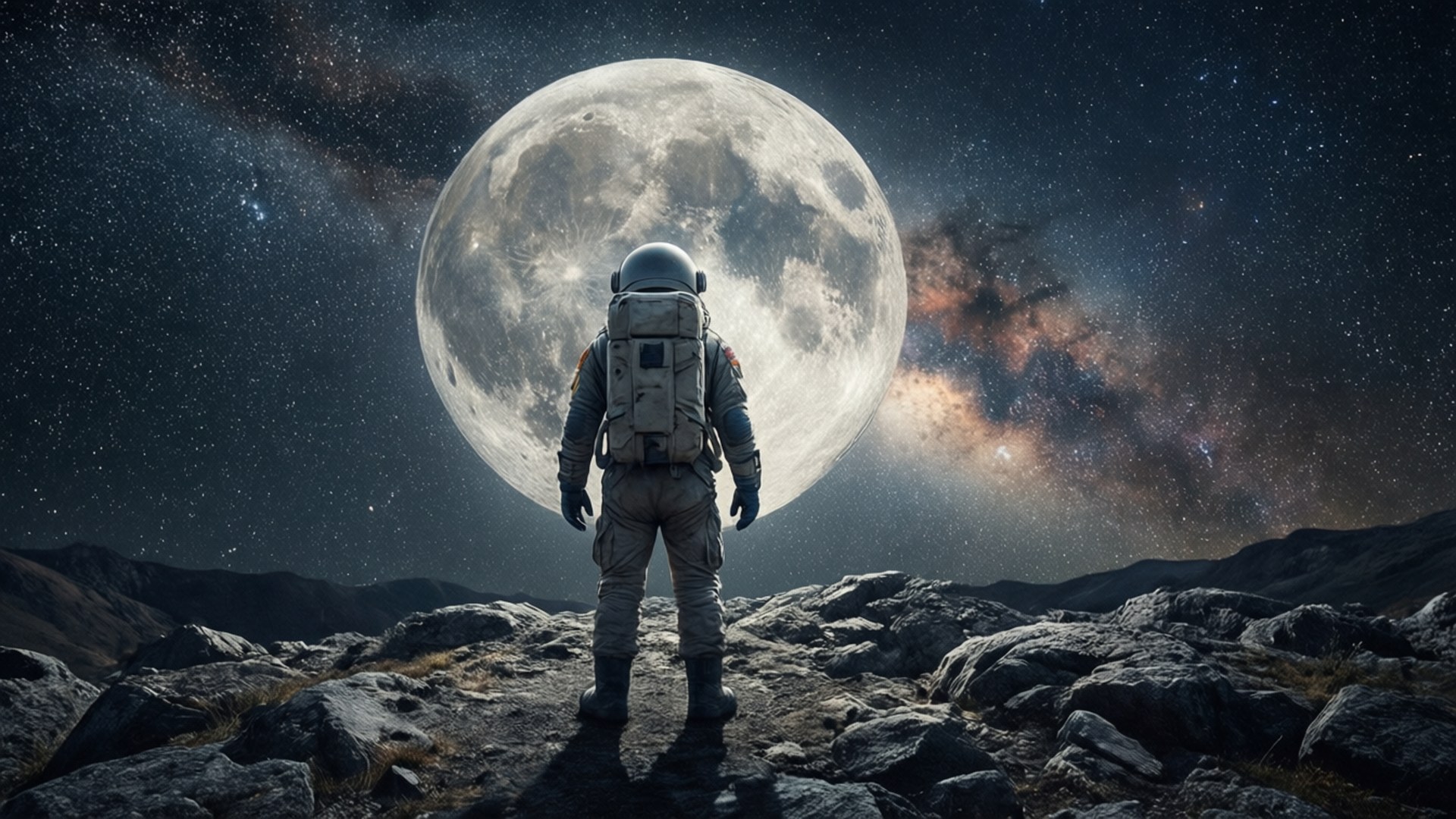 Astronaut kigger mod månen Wallpapers