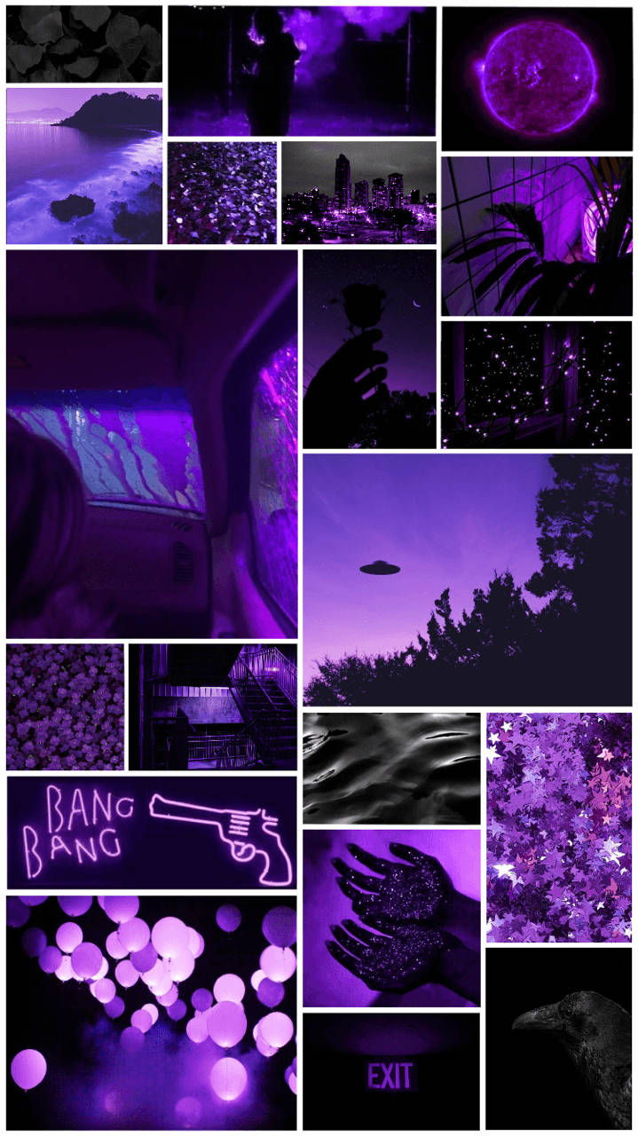 Atmosfærisk lilla og sort æstetisk collage — Æstetisk Wallpapers