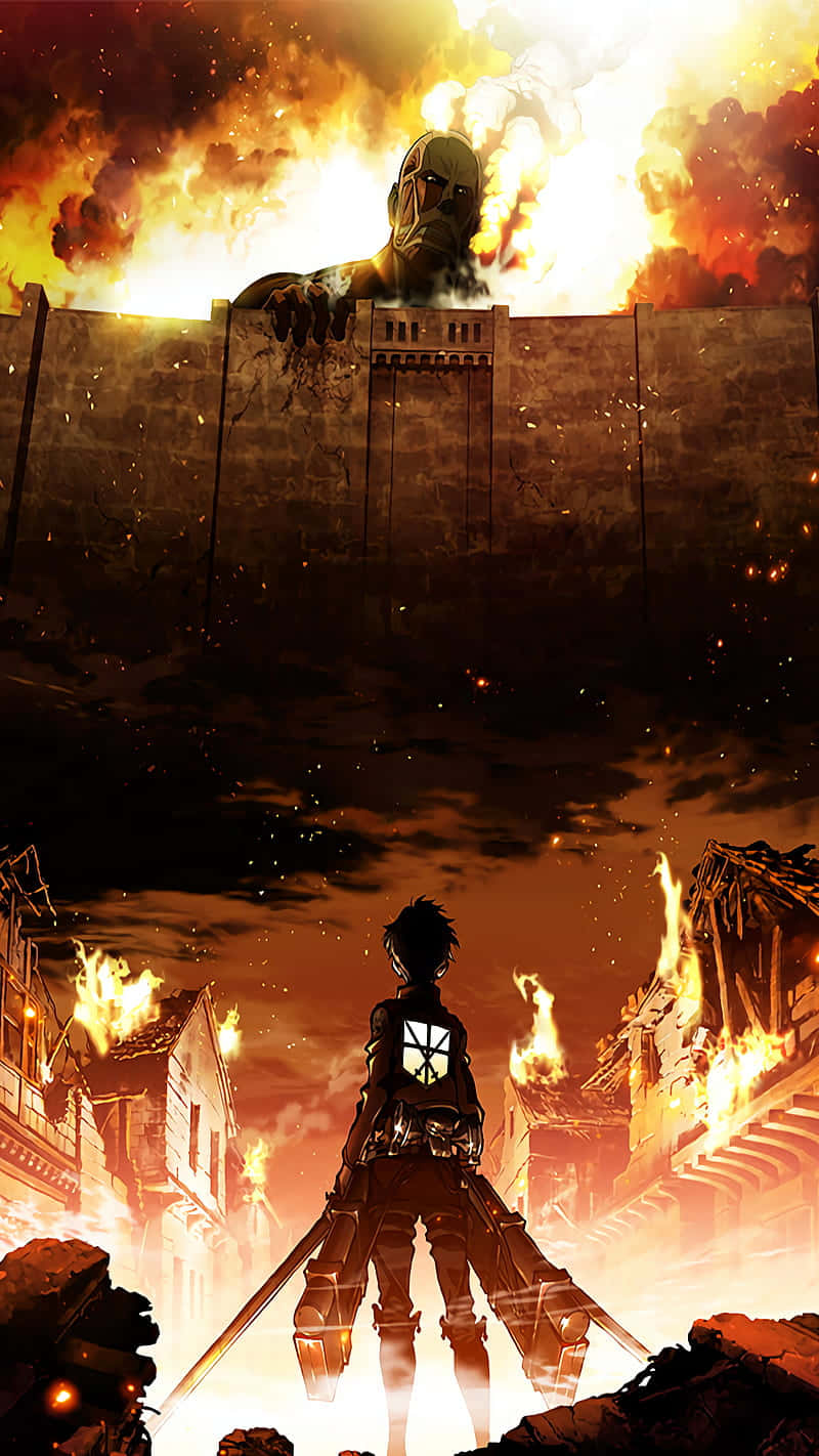 Attack On Titan Anime Brændende By Kæmpe Wallpapers