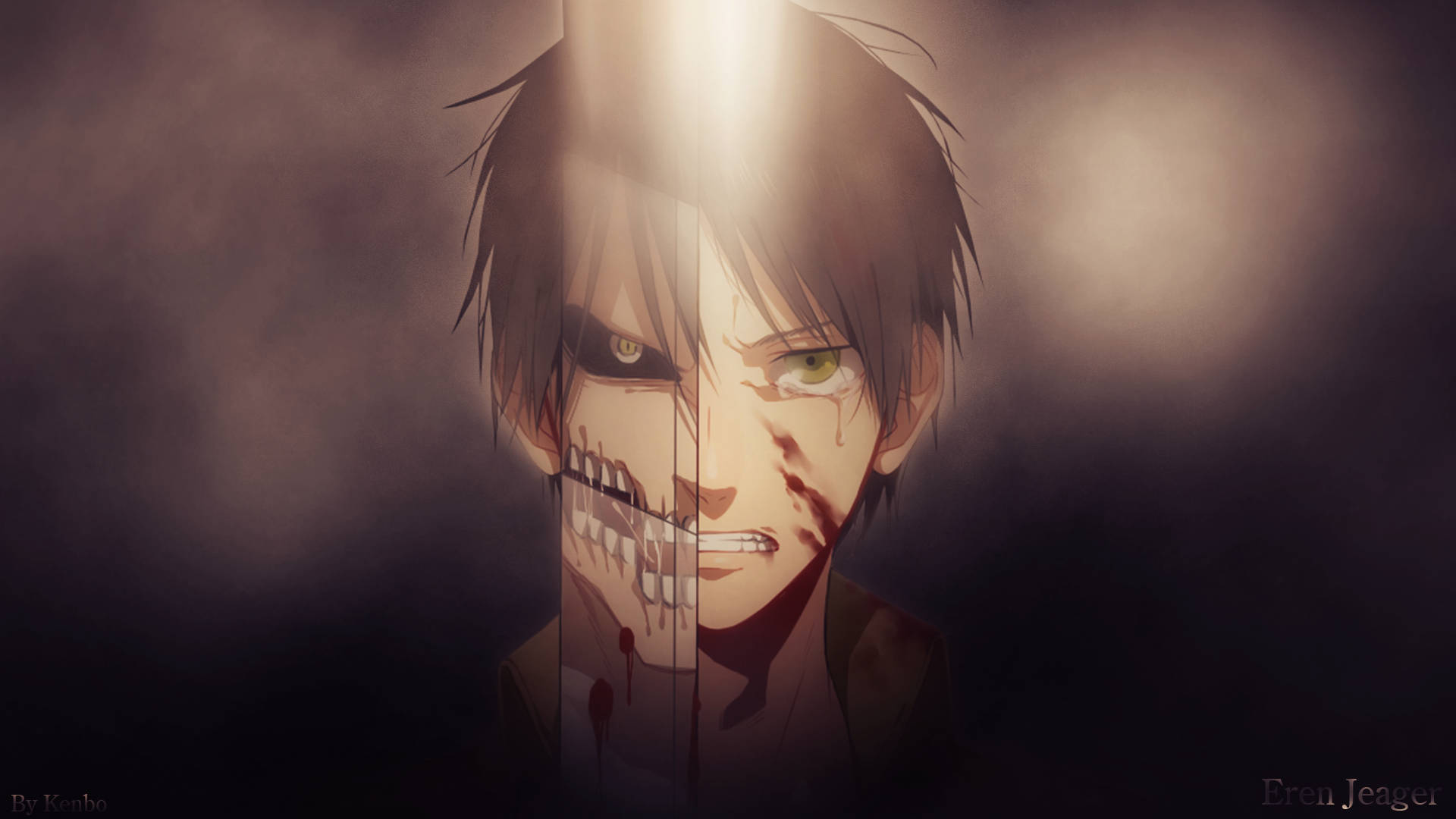 Attack on Titan Titan Eren med blødende ansigt Wallpapers