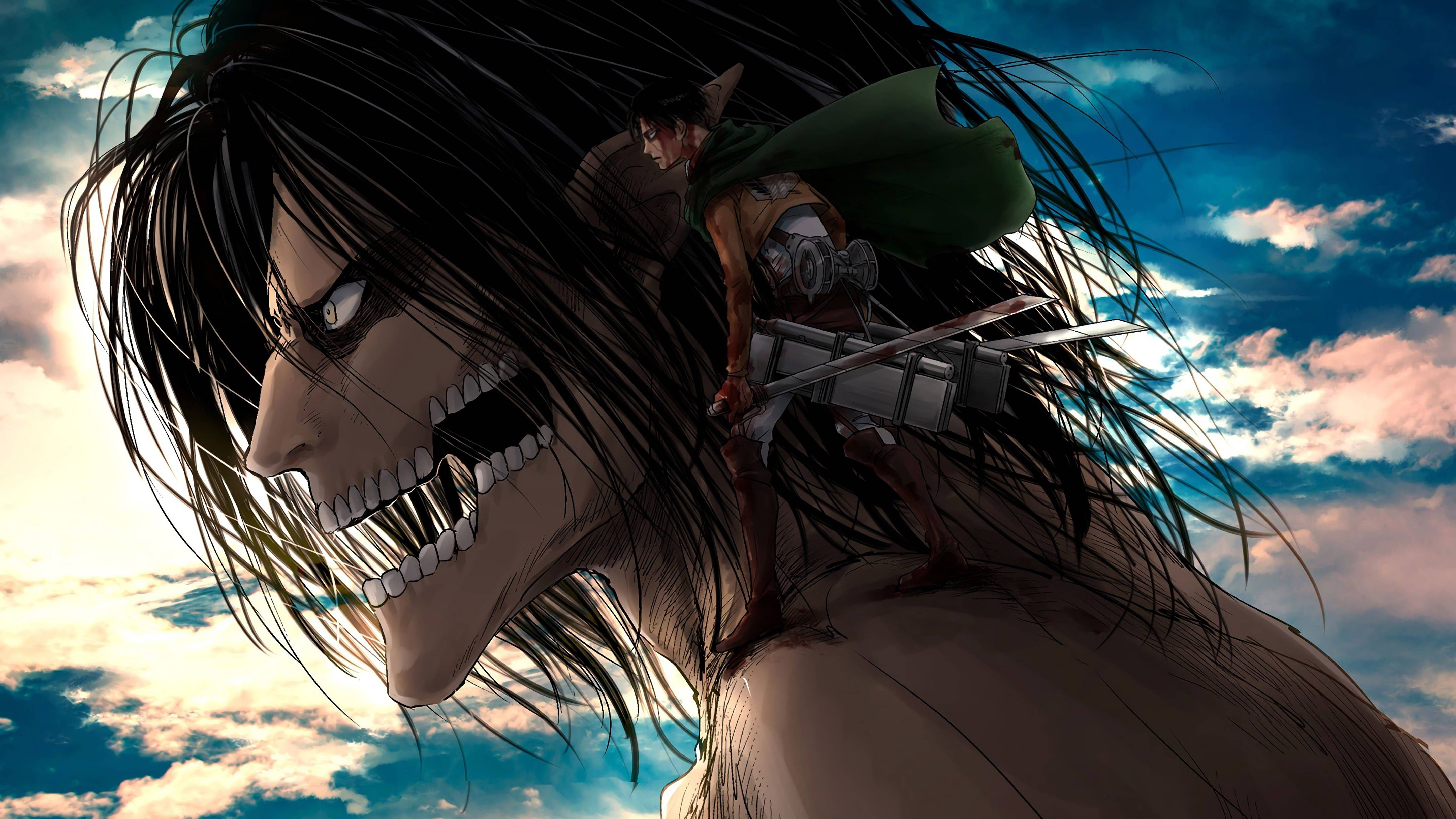 Attack On Titans 4K Eren Yeager På Titan Wallpapers