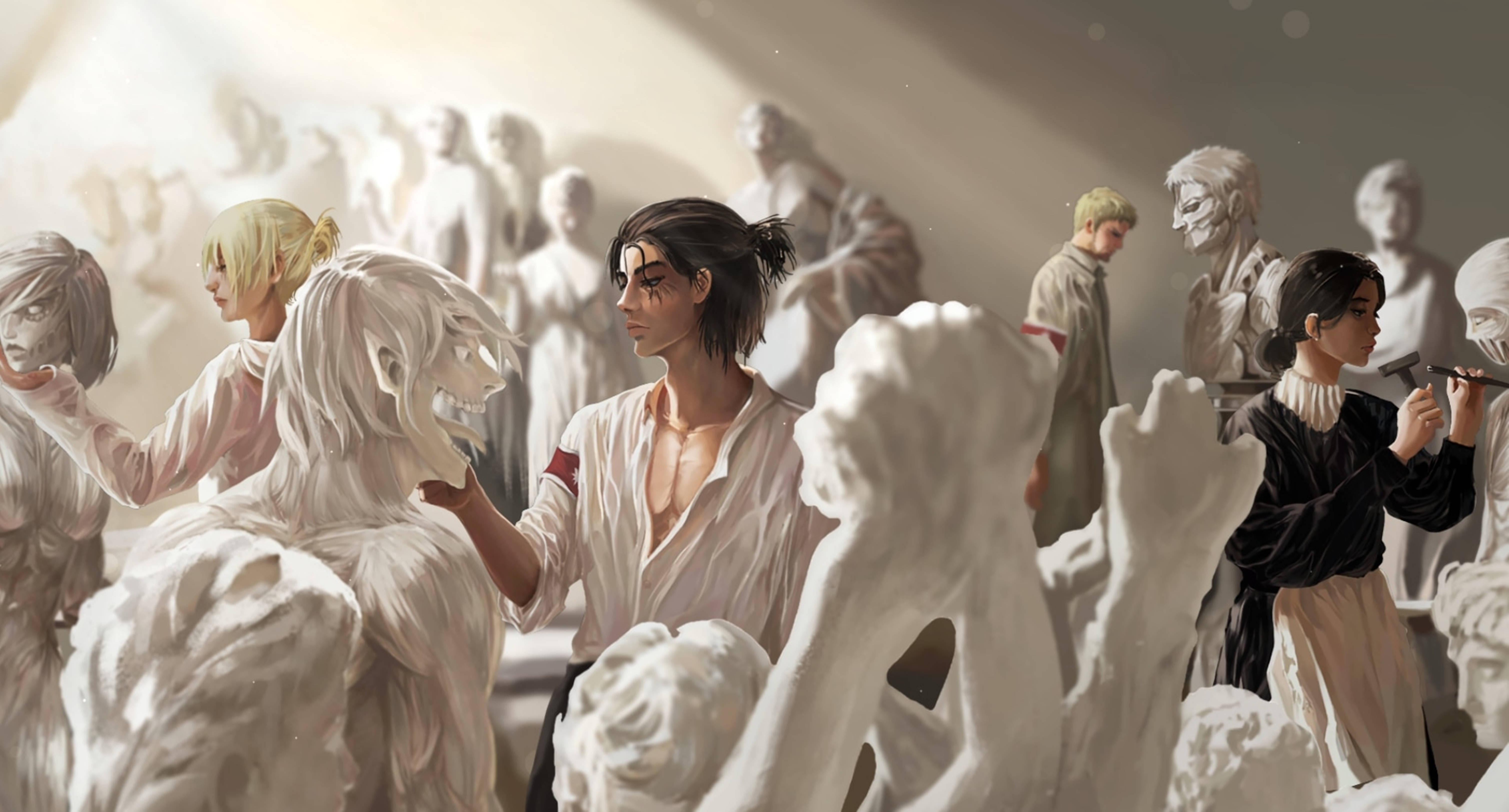 Attack On Titans 4K Stenskulptur Wallpapers