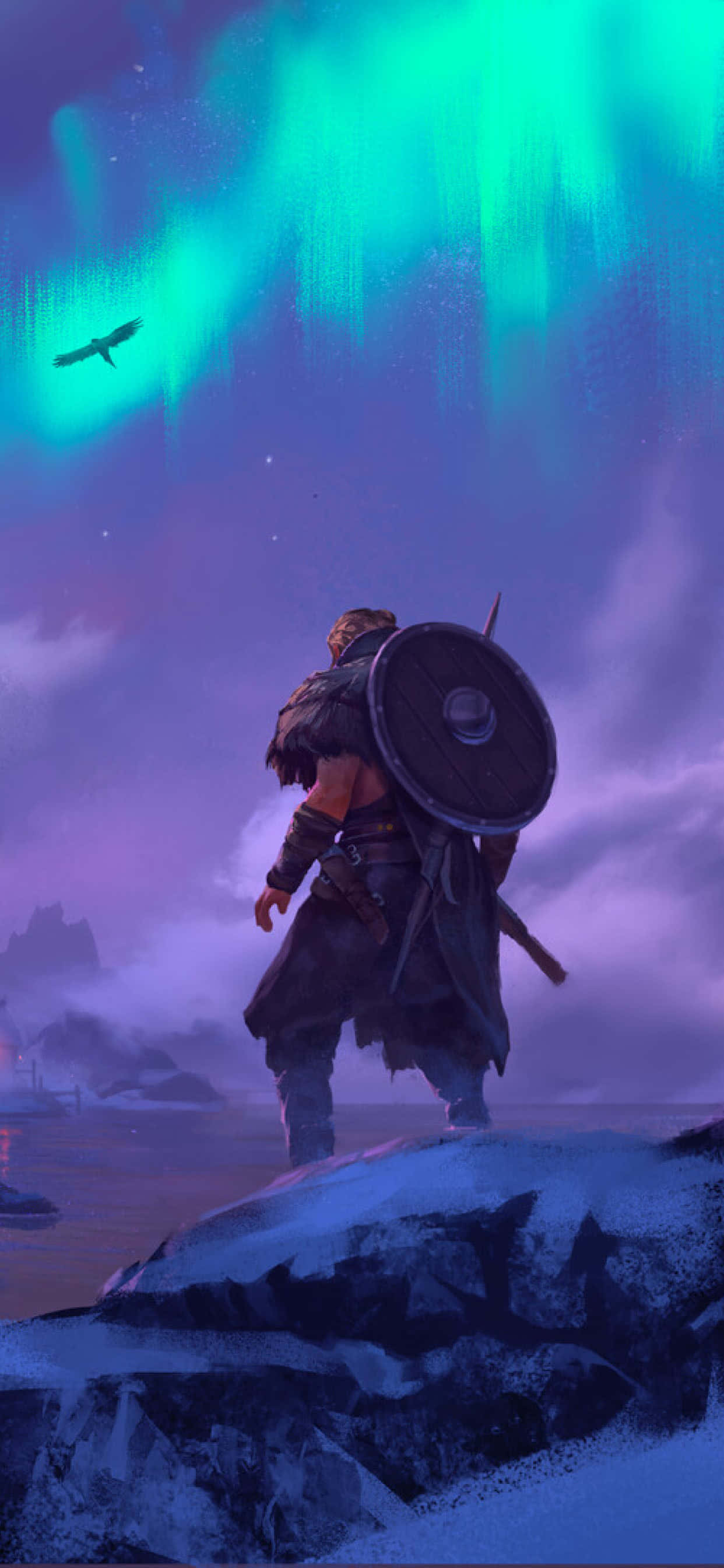 Aurora Borealis iPhone Xs Max Assassin's Creed Valhalla Baggrund Wallpapers
