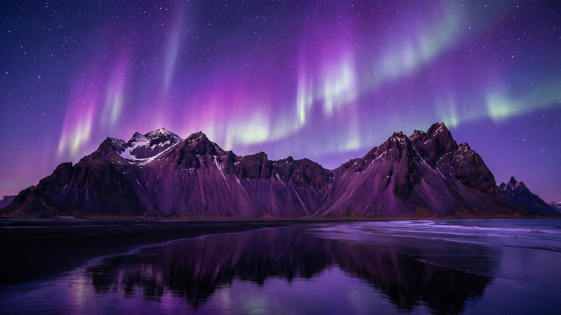 Aurora over de lilla bjerge Wallpapers