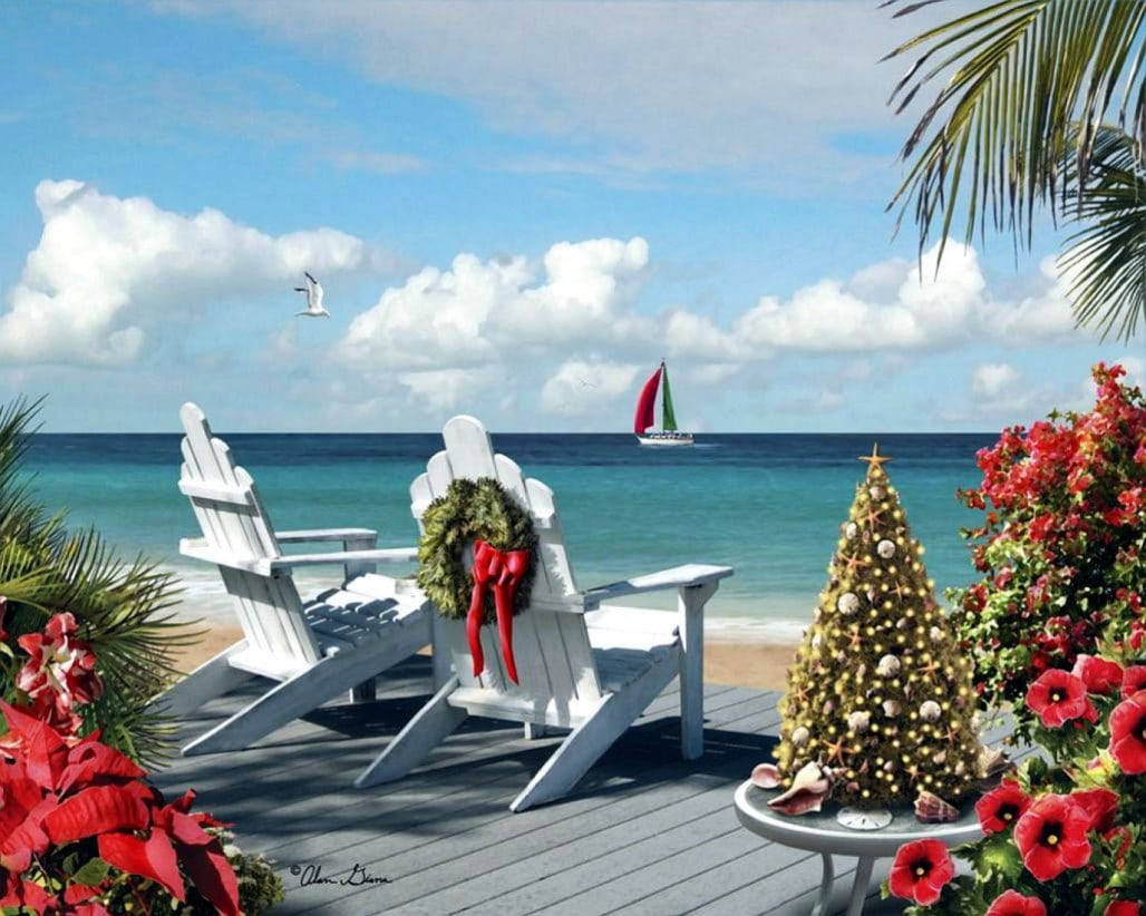 Australsk jul på afslappende strand Wallpapers