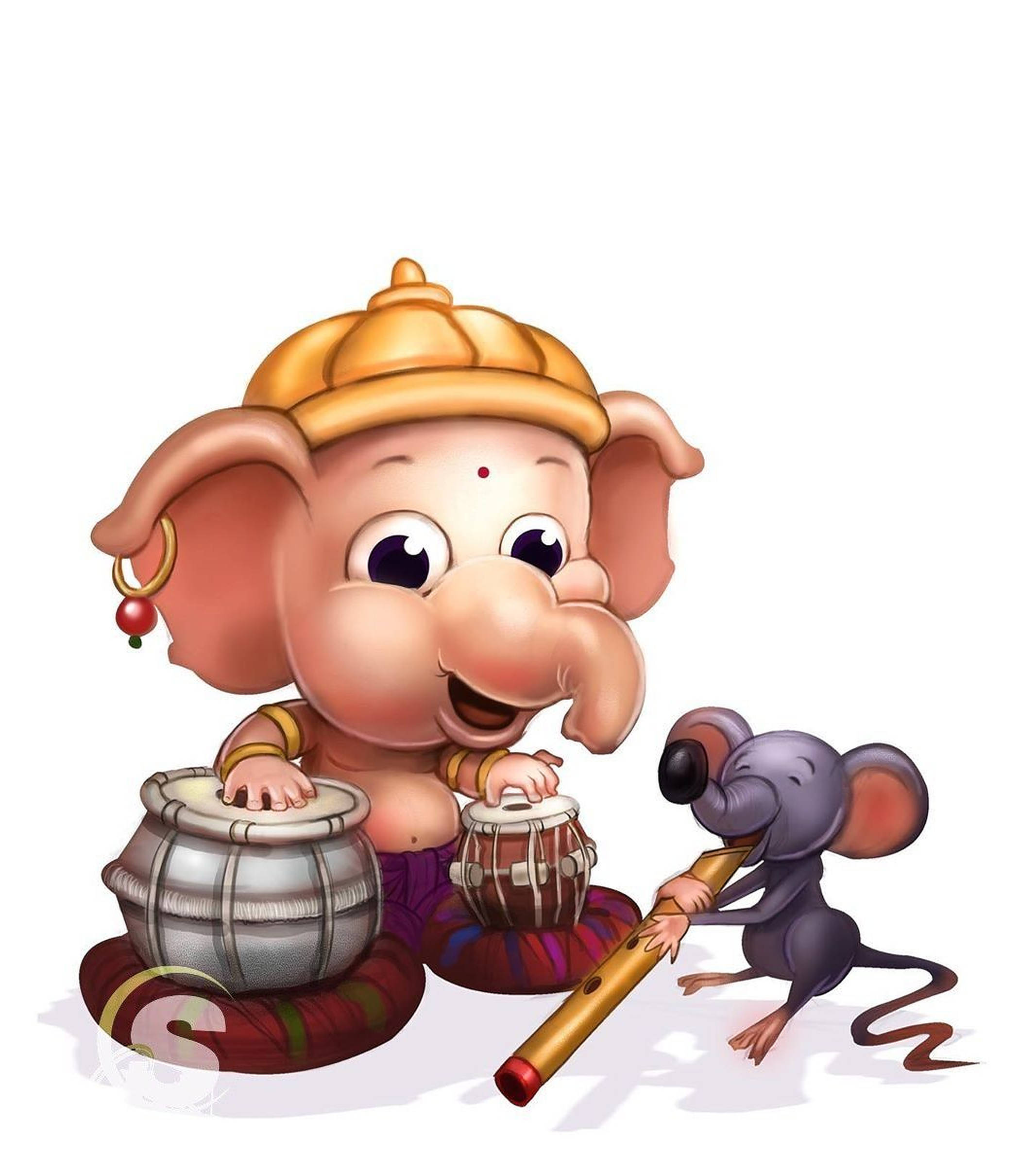 Baby Ganesh rotte tromme kunst Wallpapers