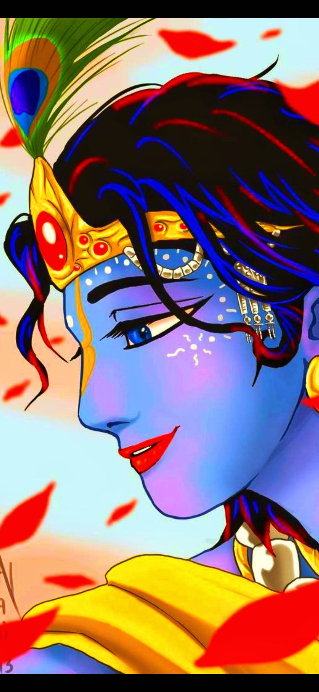 Baby Krishna HD Farverig Tegning Wallpapers