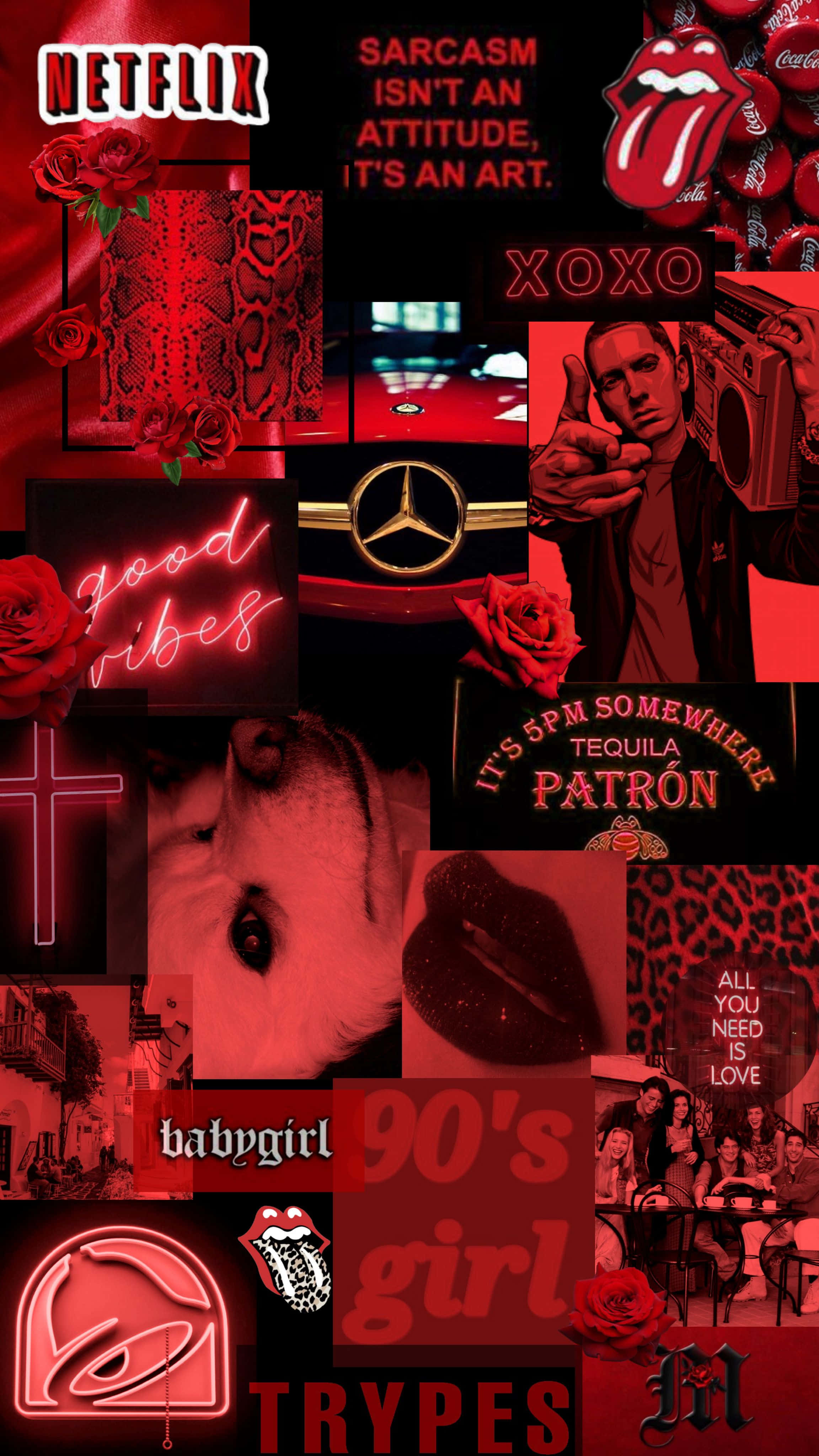 Baddie pige æstetisk rød baggrund Wallpapers