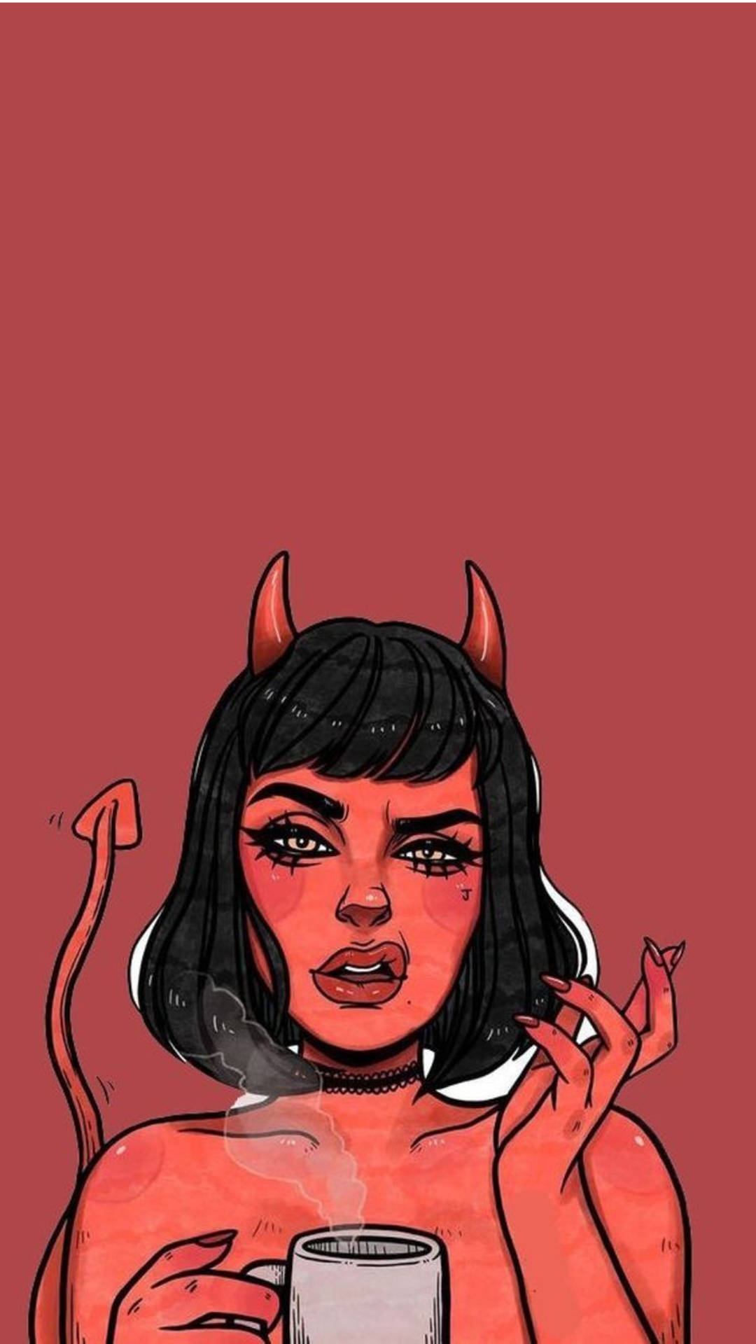 Baddie-tegneseriepige i djævleoutfit Wallpapers