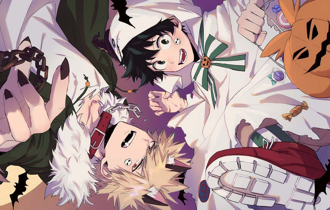 Bakugo og Izuku Midoriya My Hero Academia Halloween-kostume Wallpapers