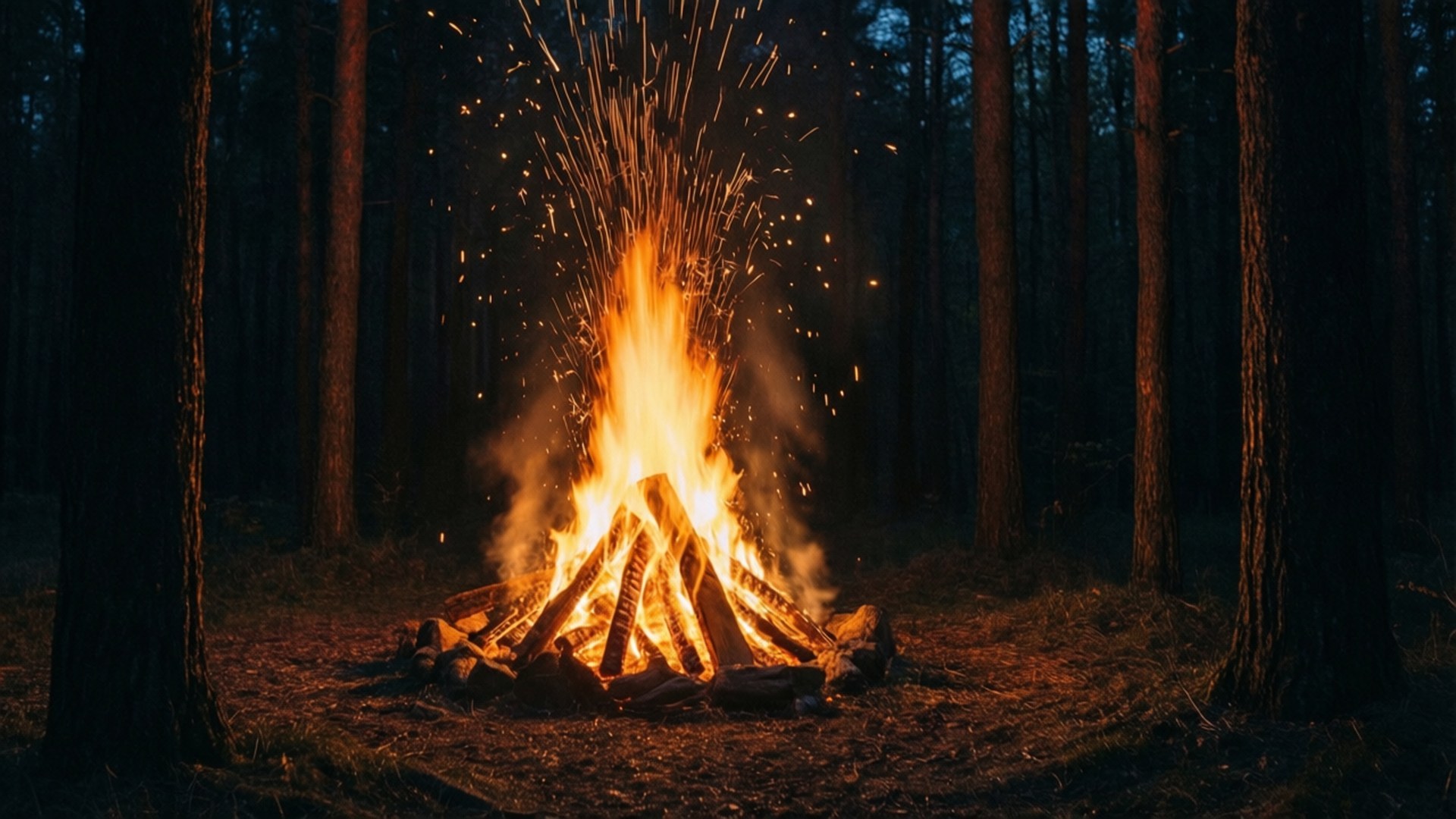 Bål i den mørke skov Wallpapers