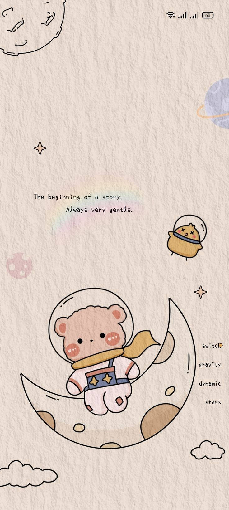 Bamse-astronaut i beige æstetik Wallpapers