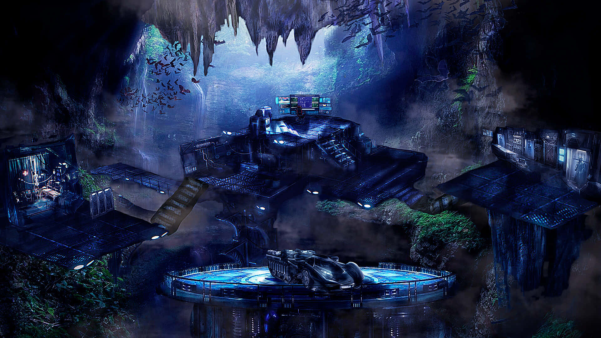 Batcave med Batmobil Wallpapers