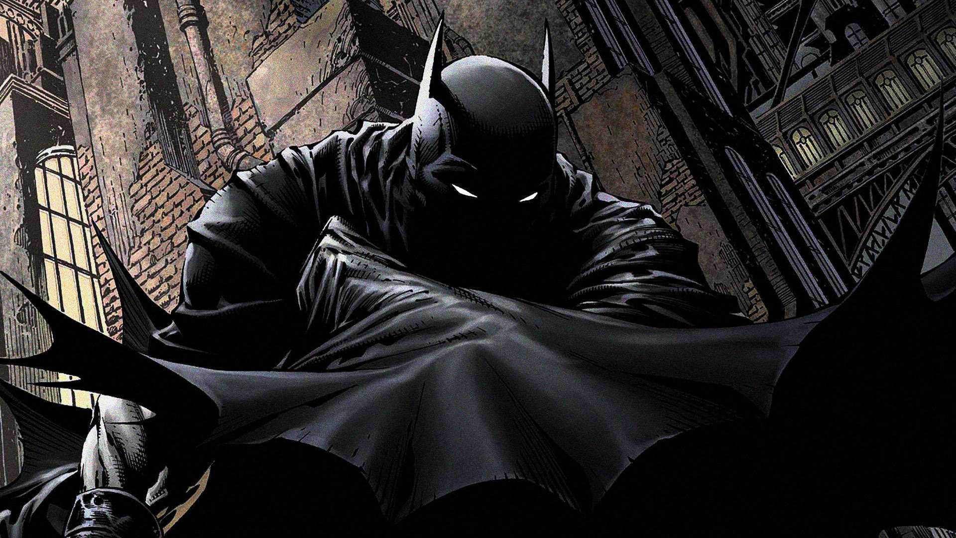 Batman i bygning tegneserie baggrund — Batman Wallpapers