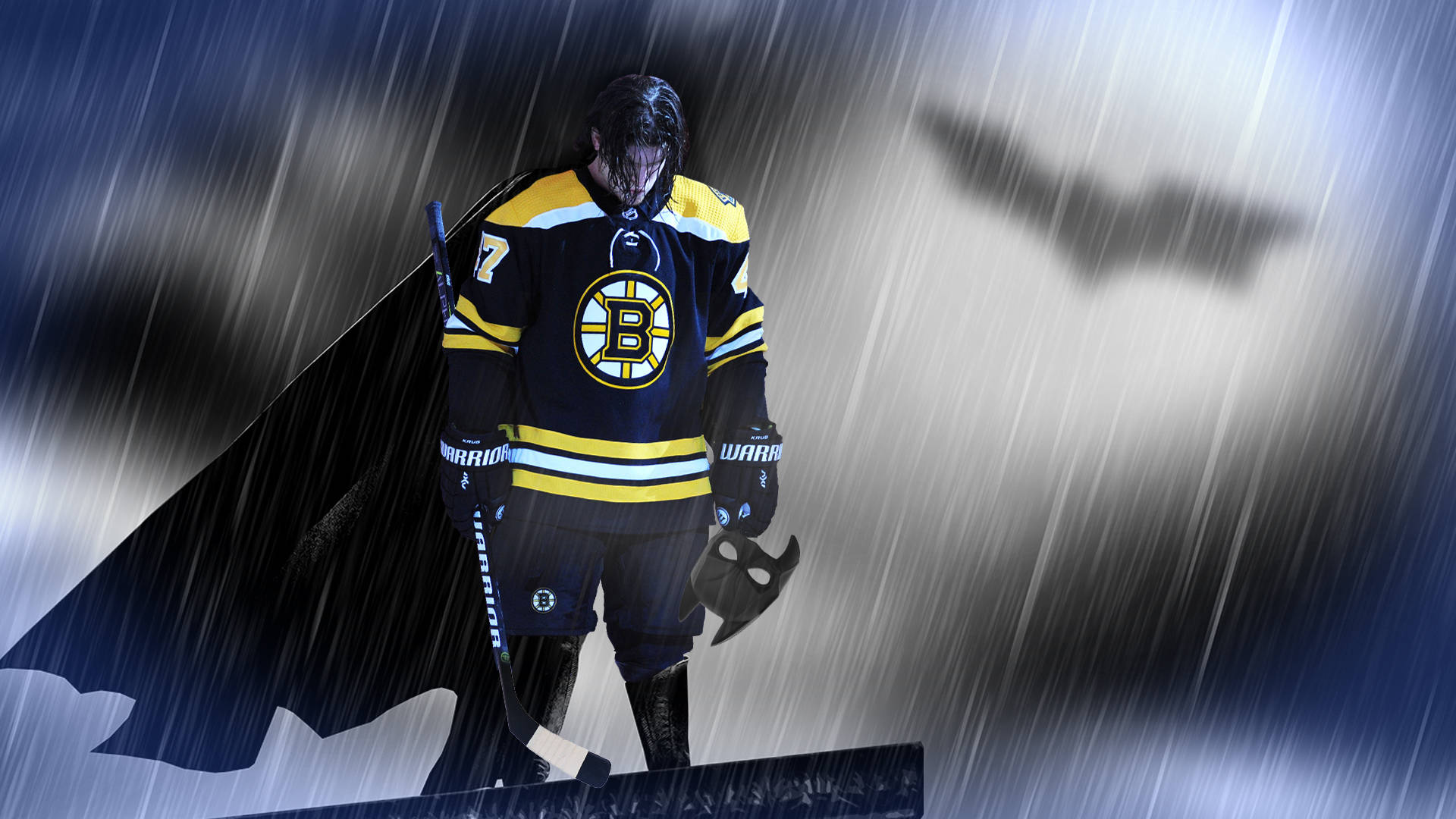 Batman iført Torey Krugs Boston Bruins-dragt Wallpapers