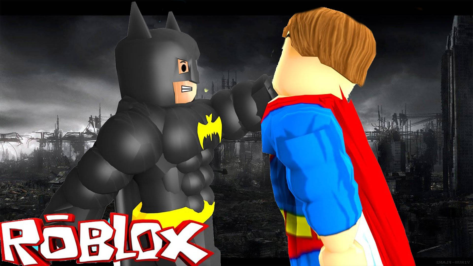 Roblox Batman Og Superman Plakat wallpaper — Roblox Wallpapers