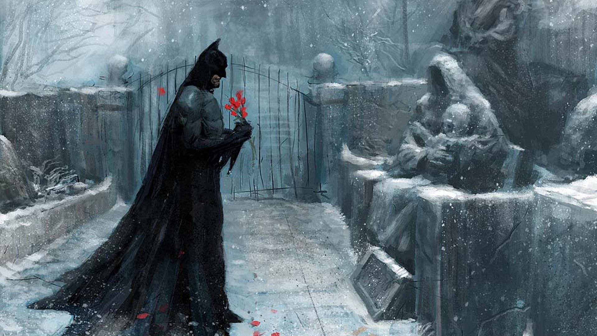 Batman På Kirkegård Maleri Wallpapers