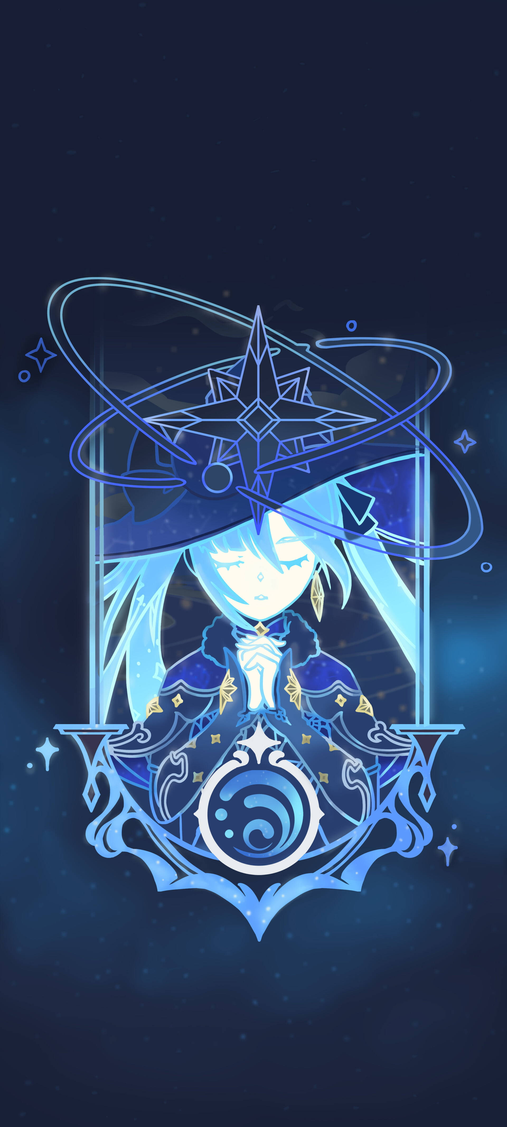 Bedende Mona Genshin Impact Telefon Wallpapers