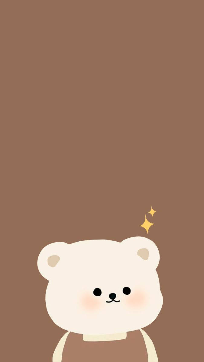 Beige æstetisk telefon med hvid bjørn Wallpapers