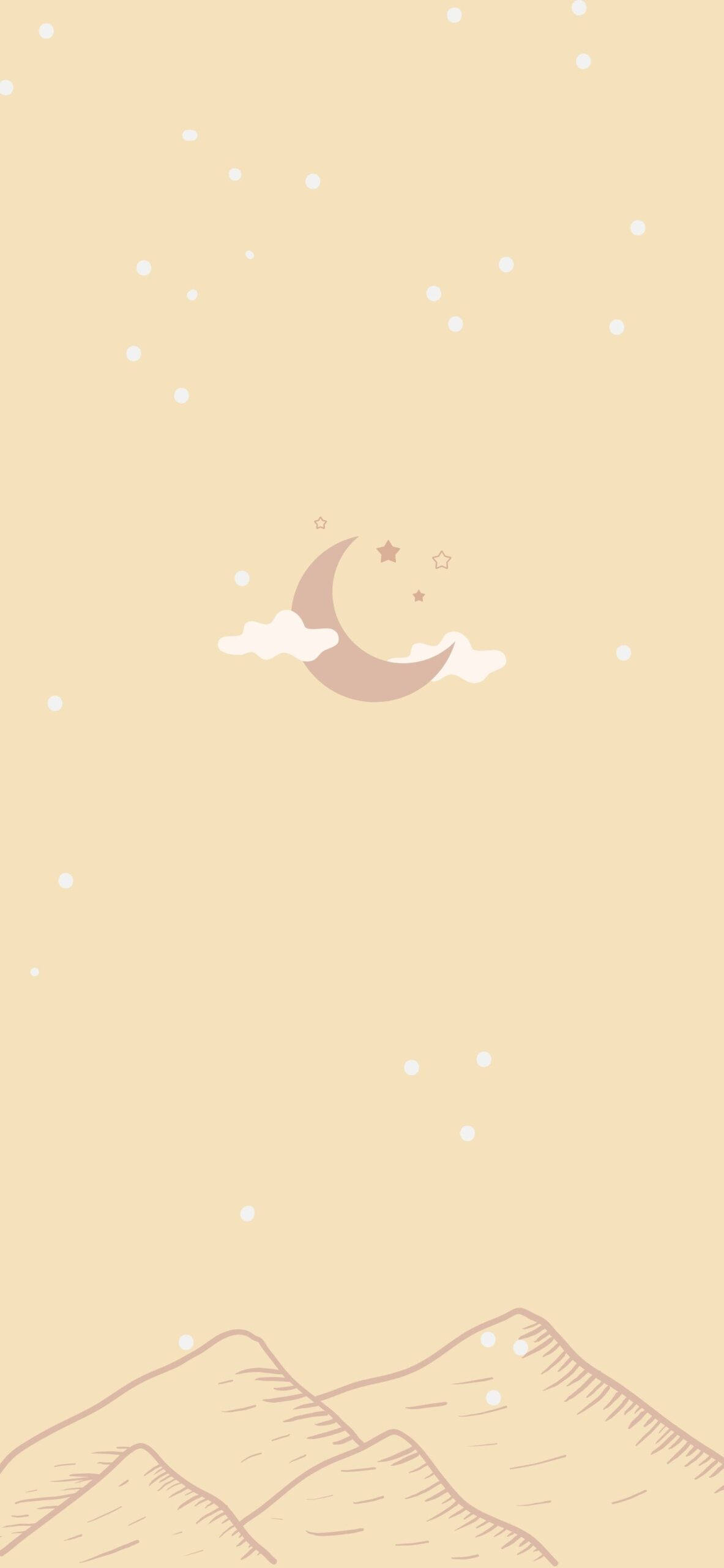 Beige æstetisk telefon med halvmåne Wallpapers