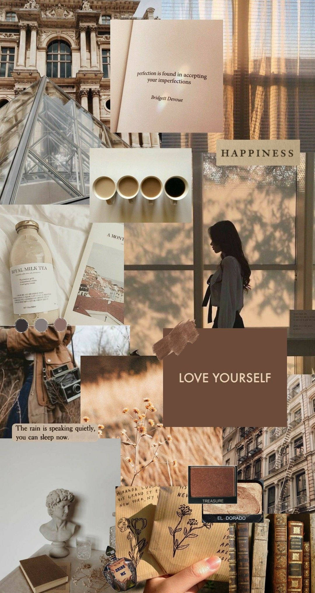 Beige Brun Aestetisk Collage Pastel Wallpapers