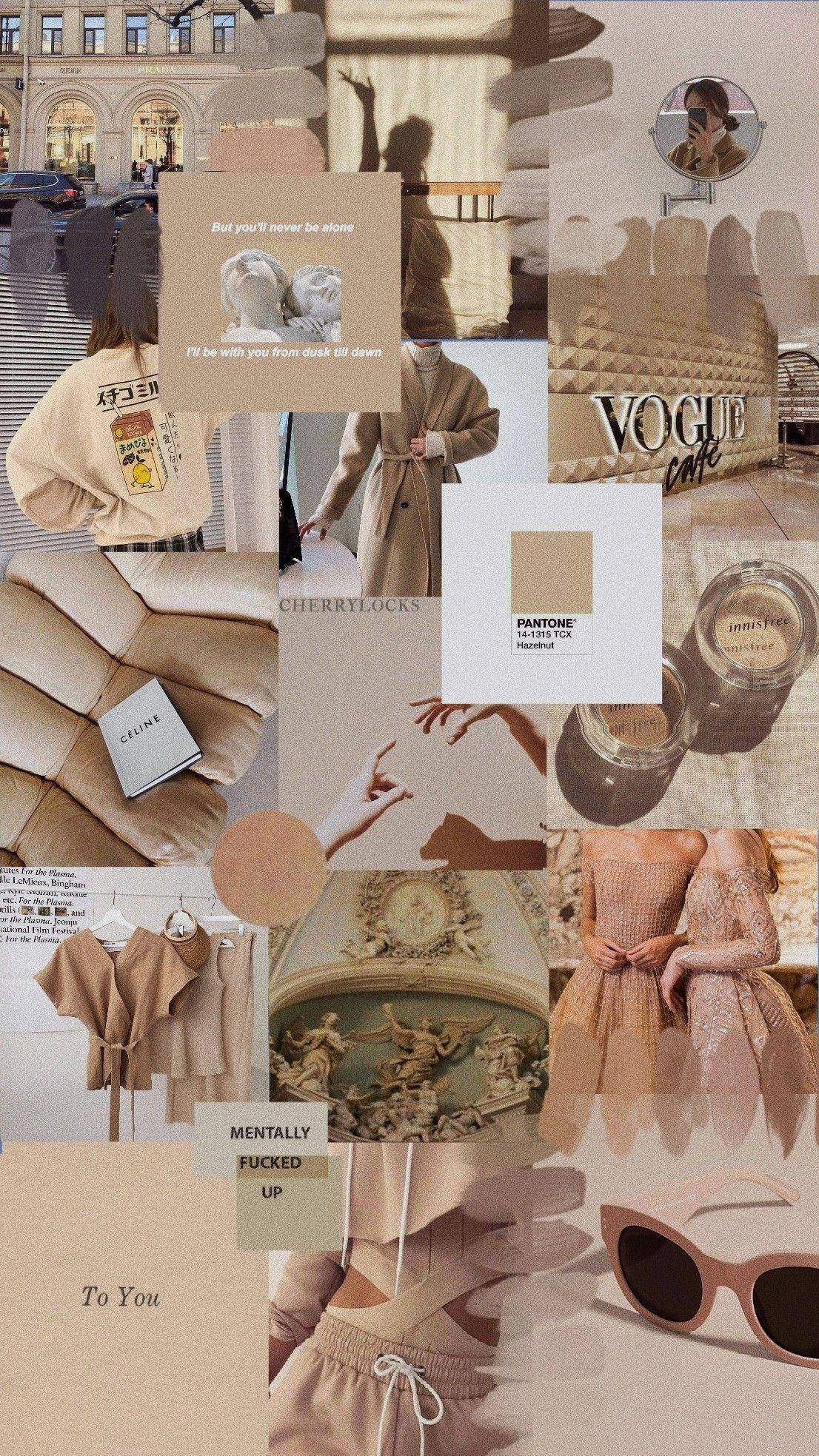 Beige Brun Æstetisk Vogue Magasin Kunst Wallpapers