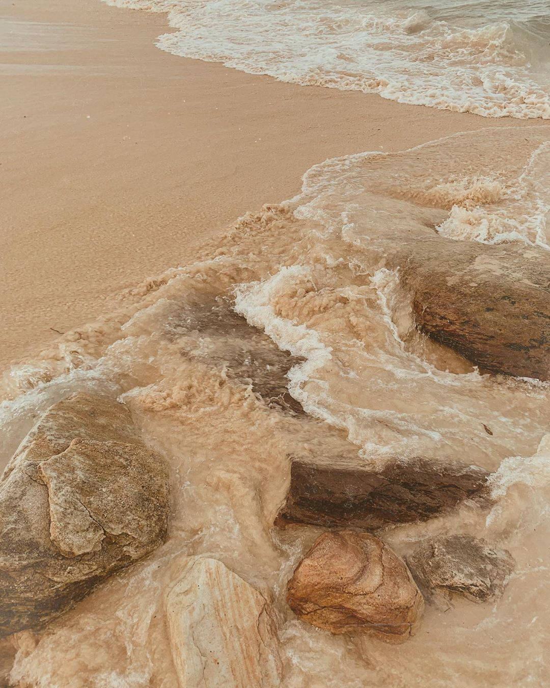 Beige æstetisk bølge ved kysten Wallpapers