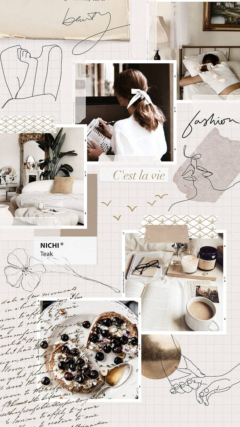 Beige æstetisk collage Wallpapers