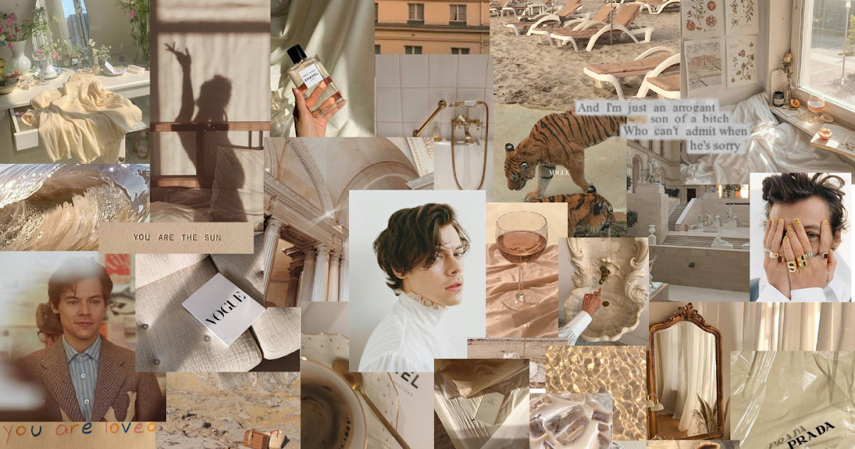 Beige Æstetisk Harry Styles Collage Wallpapers