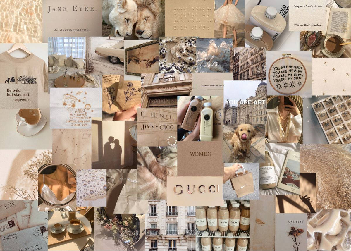 Beige tema æstetisk collage bærbar Wallpapers