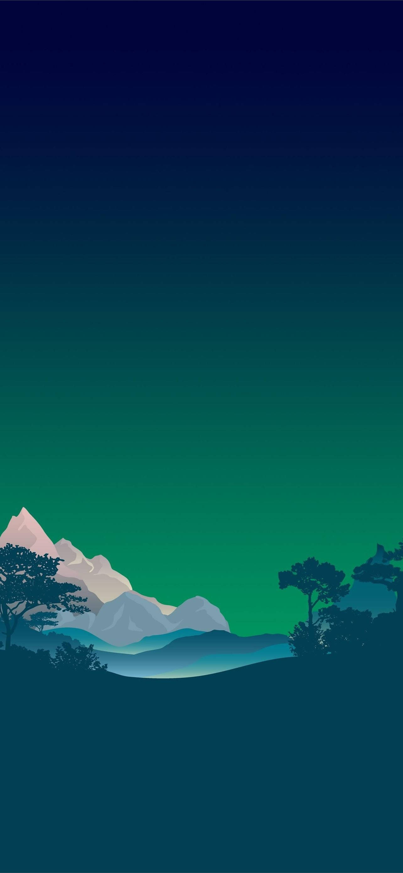 Betagende grøn iPhone-baggrund med snedækket bjerg Wallpapers
