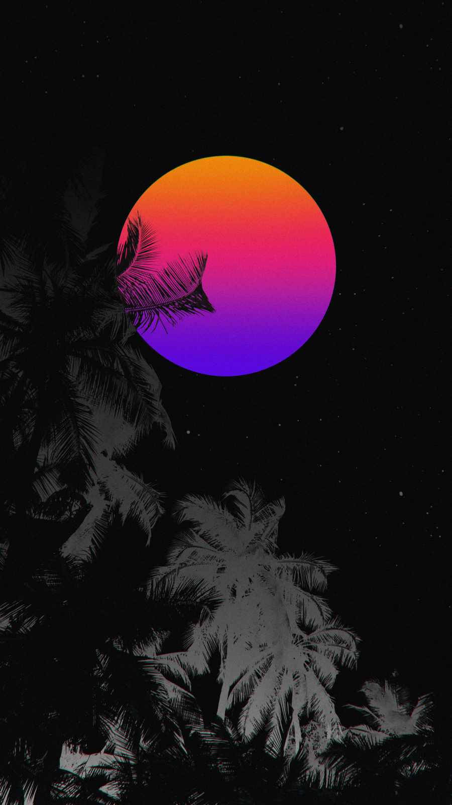 Betagende udsigt over en trefarvet neonlysende måne Wallpapers