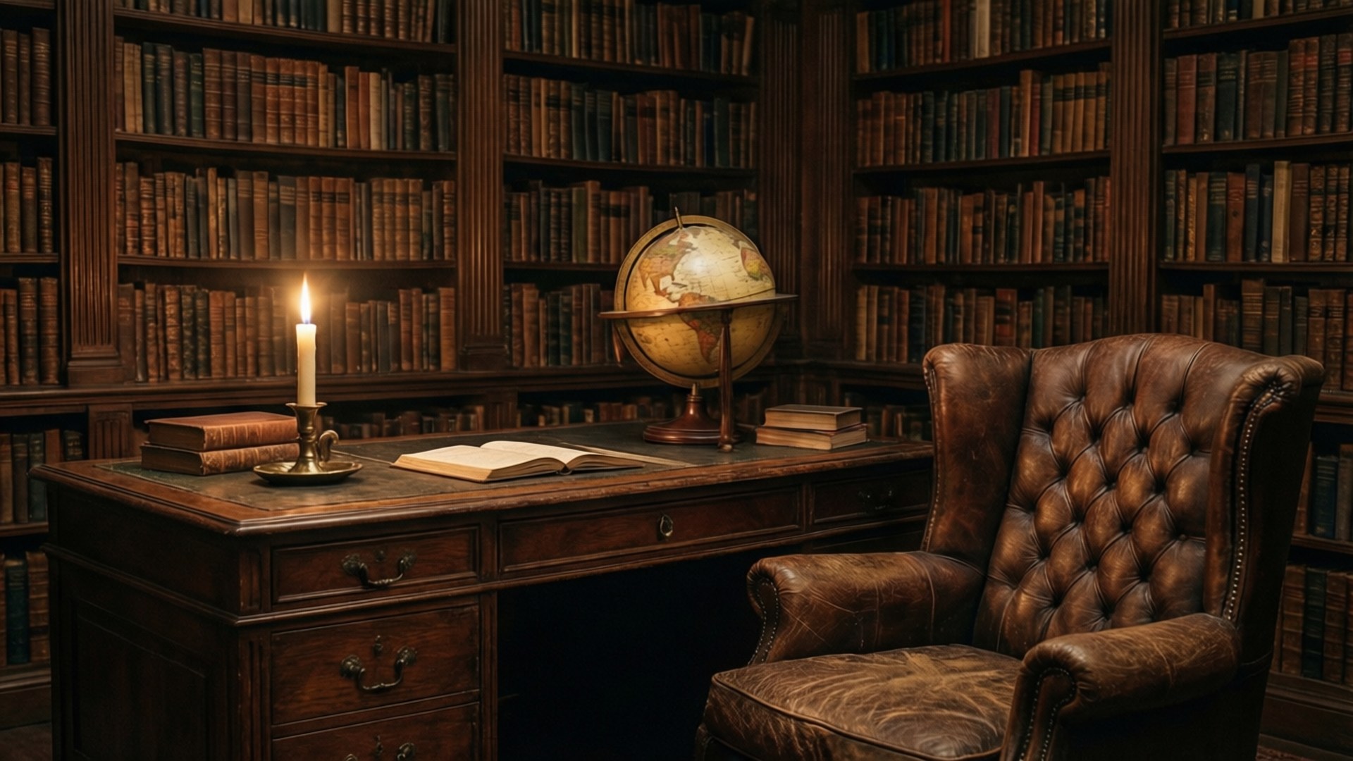 Biblioteksstudie i stearinlys Wallpapers