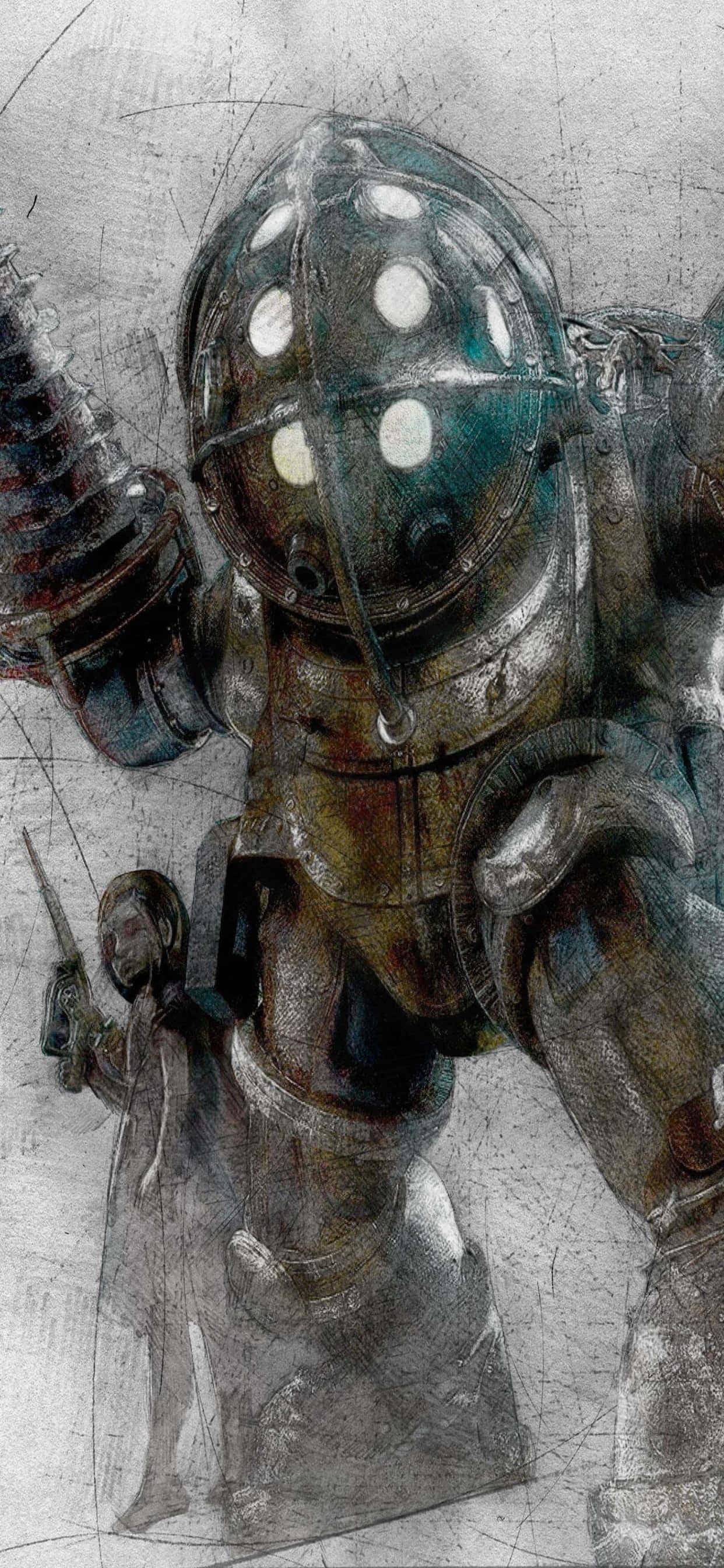 Big Daddy Tegning iPhone Xs Max Bioshock Infinite Baggrund Wallpapers