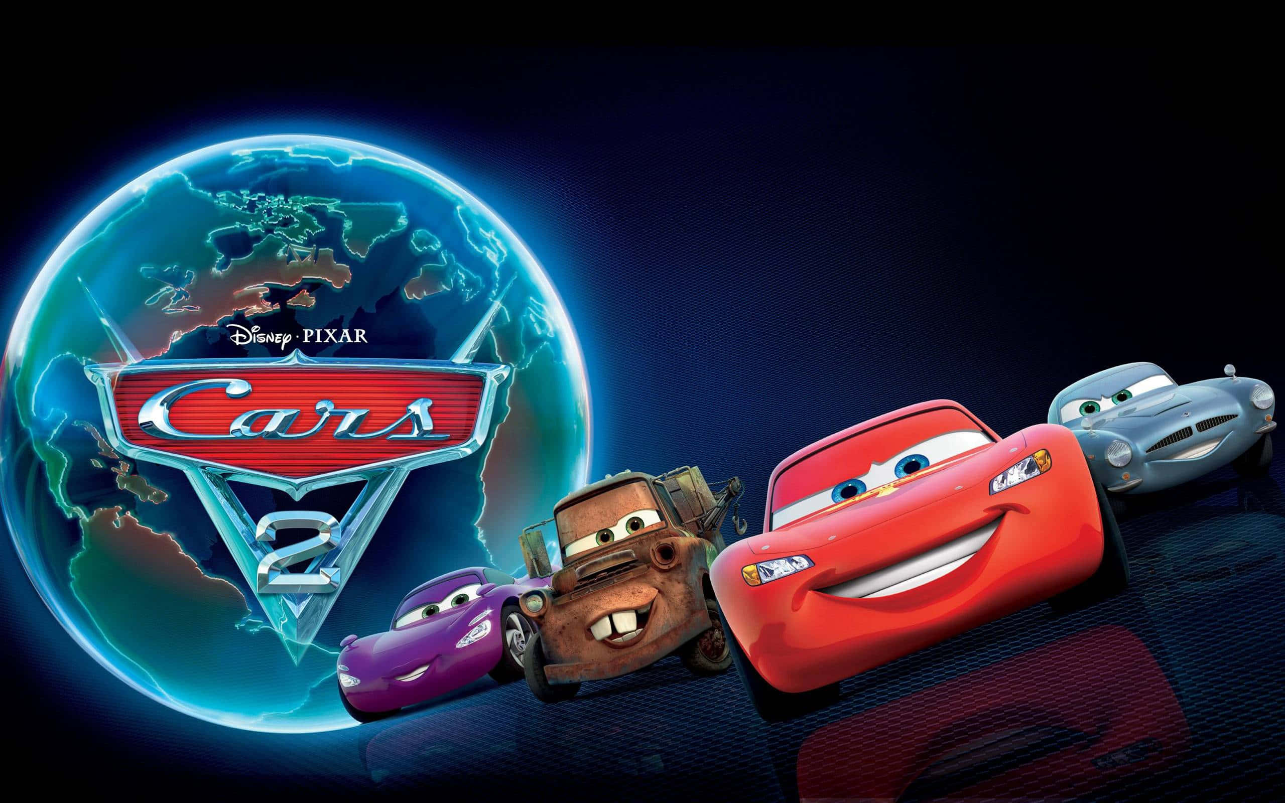 biler 2 - en film med biler foran en globus Wallpapers