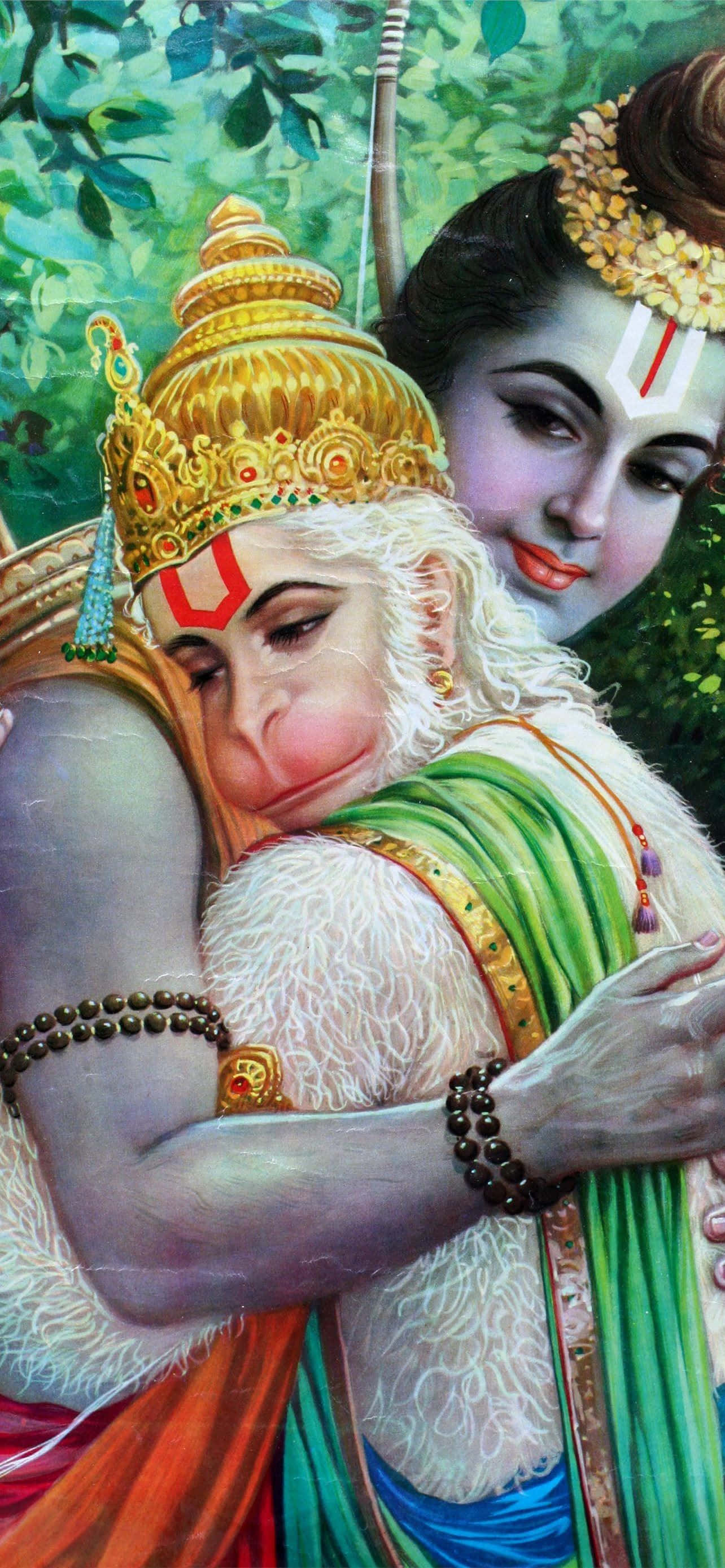 Billede af Hanuman og Rama, der omfavner hinanden Wallpapers