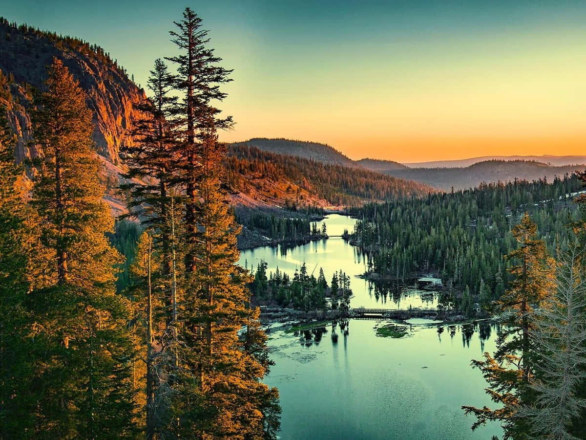 Billede af tvillingesøer i naturen Wallpapers