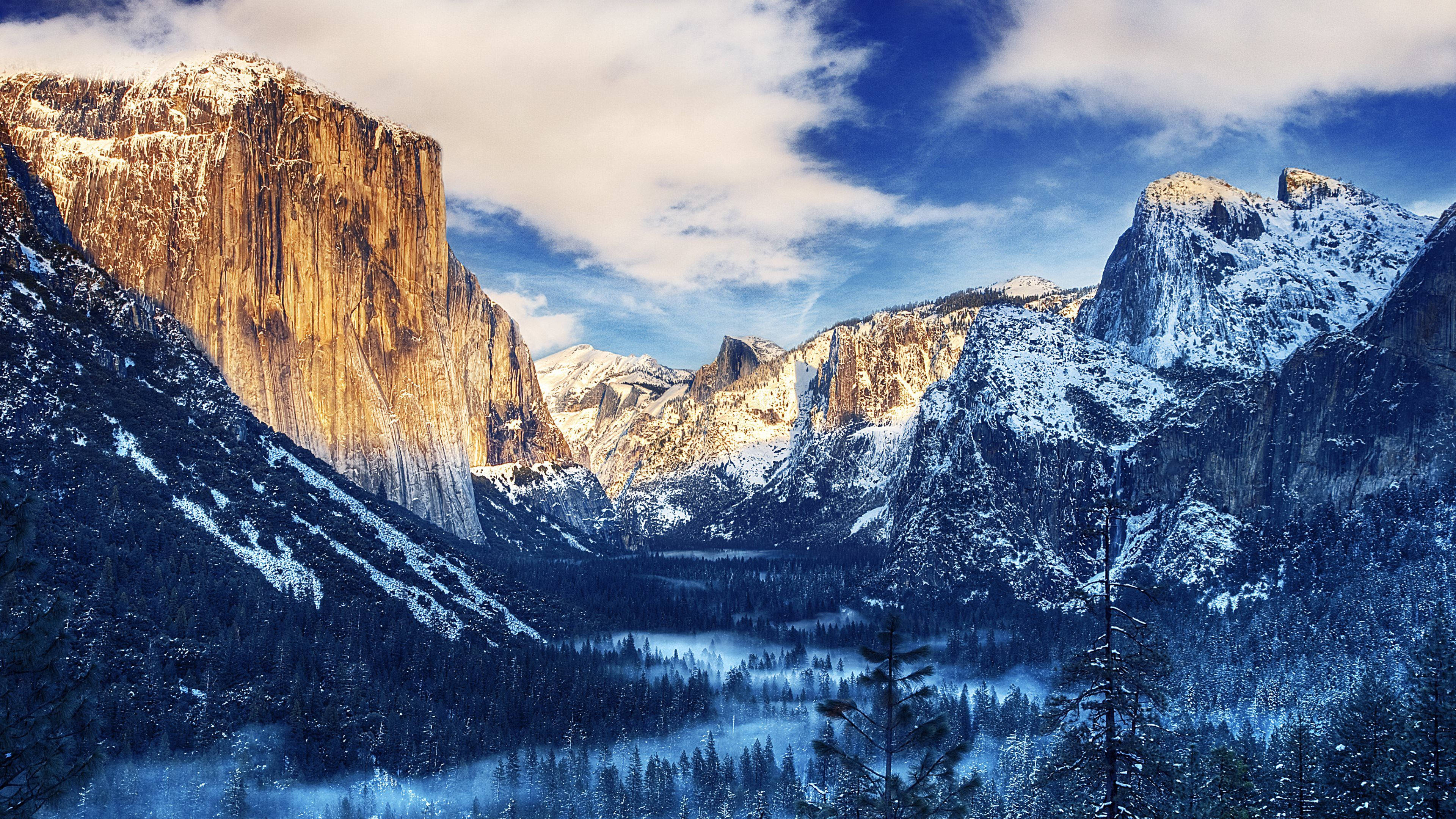 Billede: Betagende snedækket Yosemite-dal Wallpapers