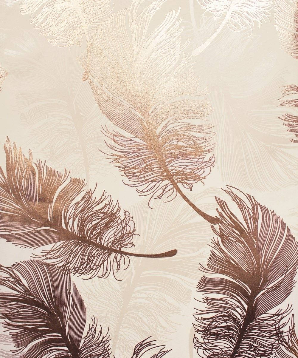 Billede "Skinnende rosaguld fjer" Wallpapers