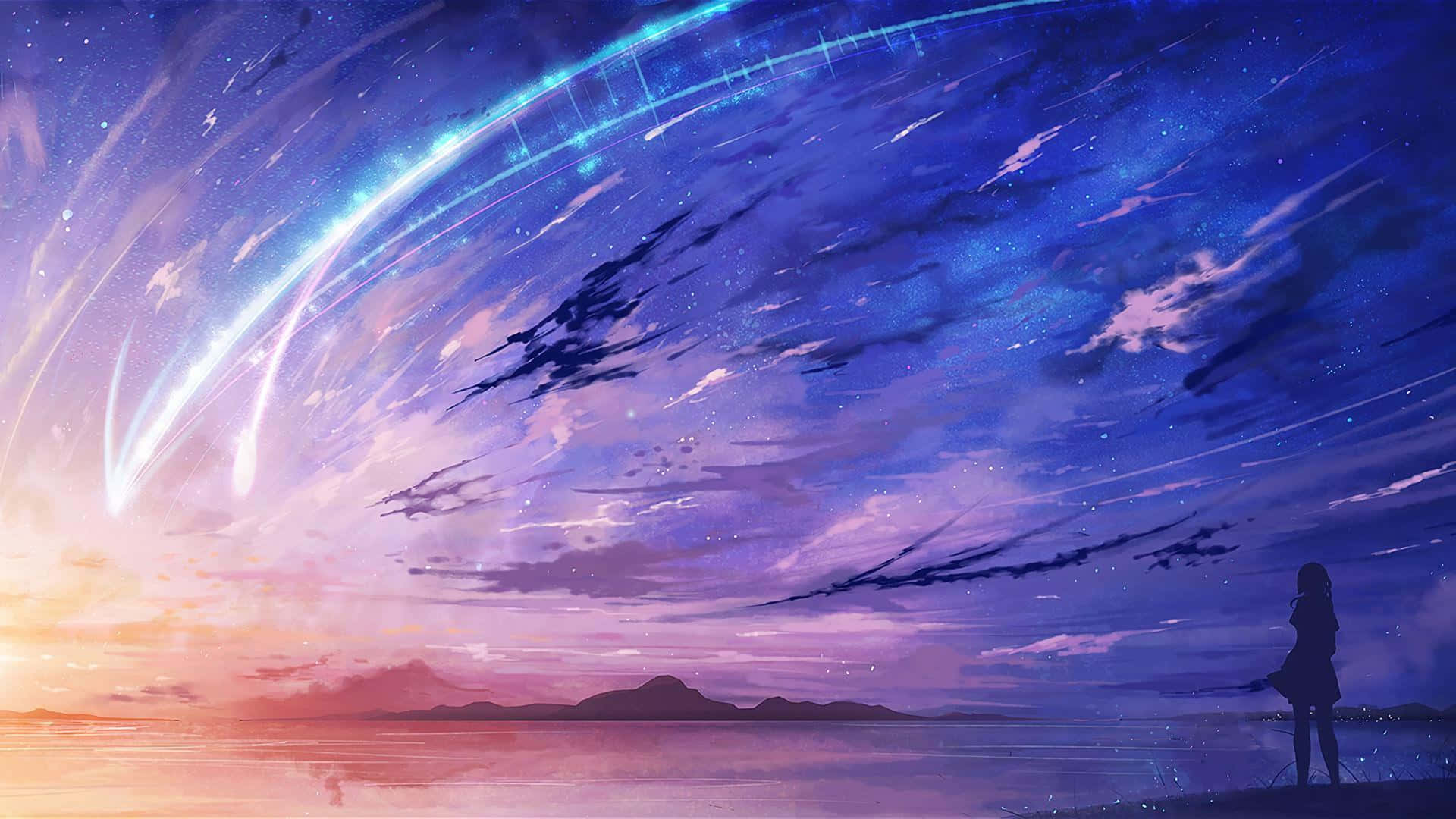 Billede Surrealistisk scene af en lilla anime-fantasyverden Wallpapers