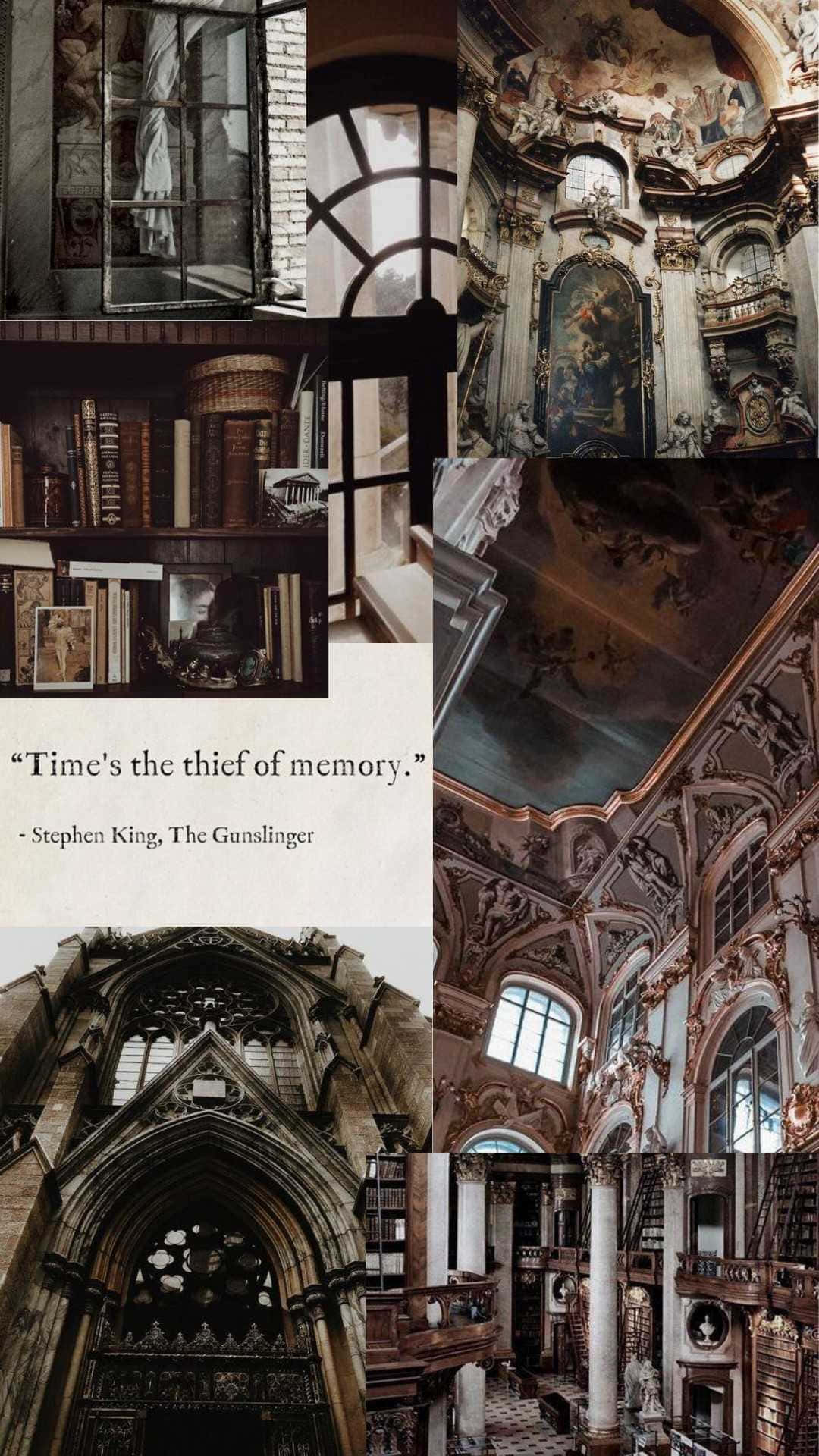 Billedtekst: Dark Academia æstetisk studierum Wallpapers