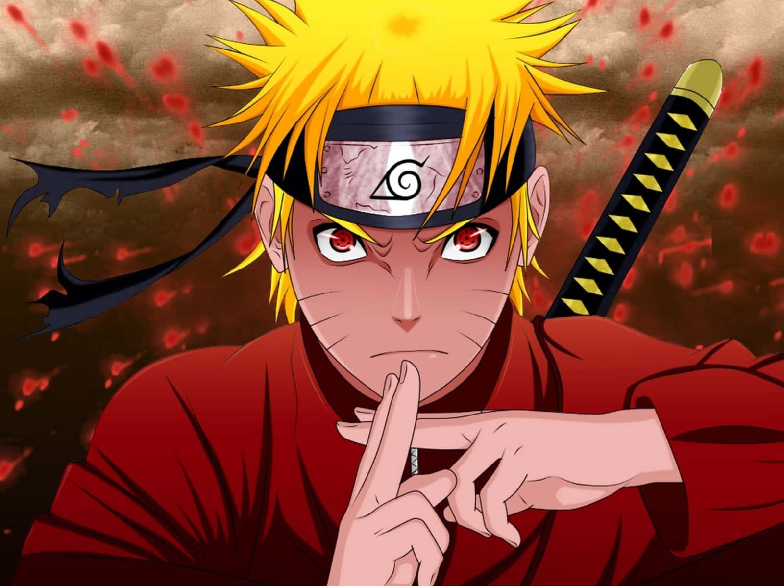 Billedtekst: Den mægtige Jinchuriki Naruto Uzumaki i aktion Wallpapers