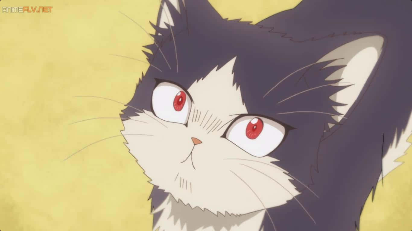 Billedtekst: Et japansk anime-billede af en ung mand, der deler et fredeligt øjeblik med sin kat. Wallpapers