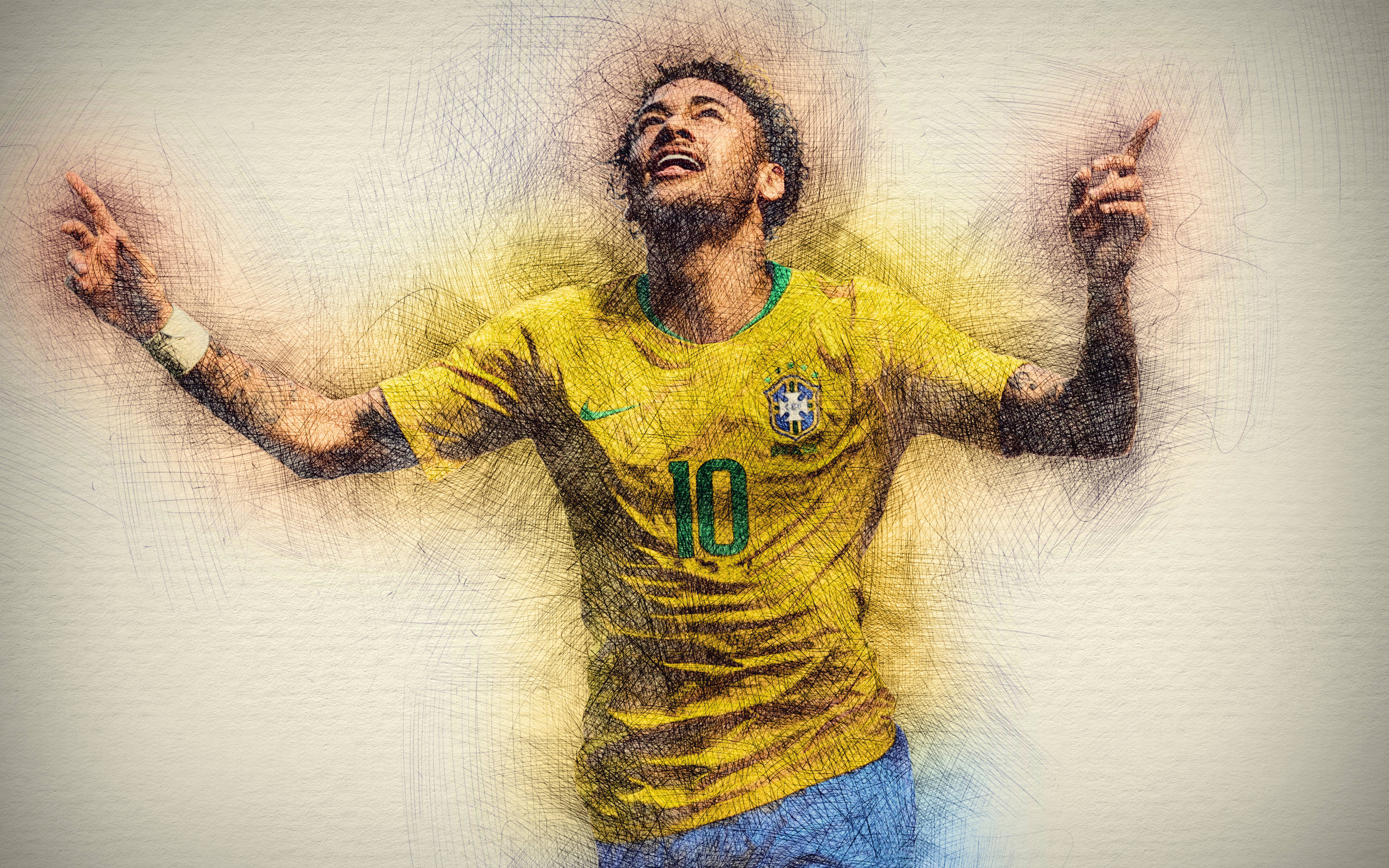 Fed Neymar Jr farvet skitse — Neymar Wallpapers
