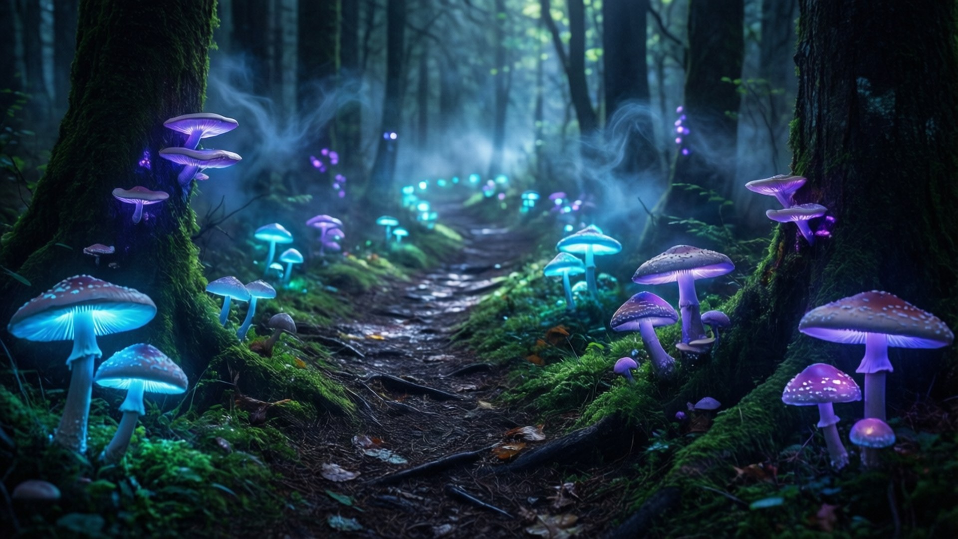 Bioluminescerende skovsti Wallpapers