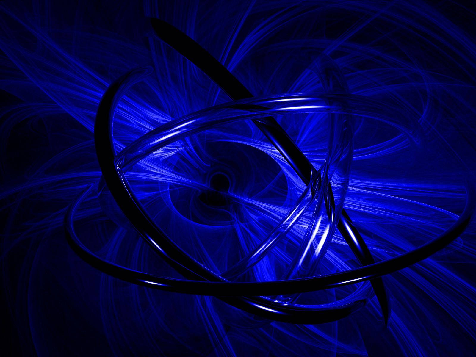 Blå og sort abstrakt kunstcirkler på sort baggrund — Blå Wallpapers