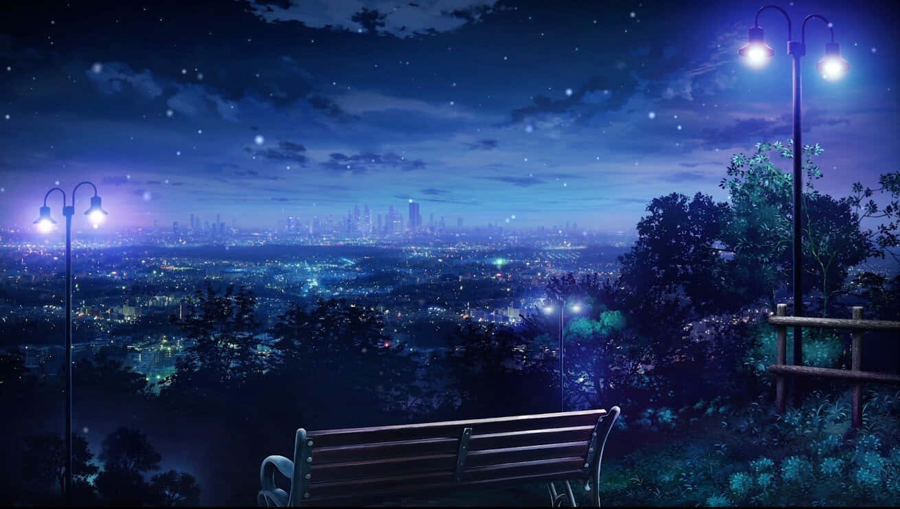 Blå anime japansk anime landskab Wallpapers