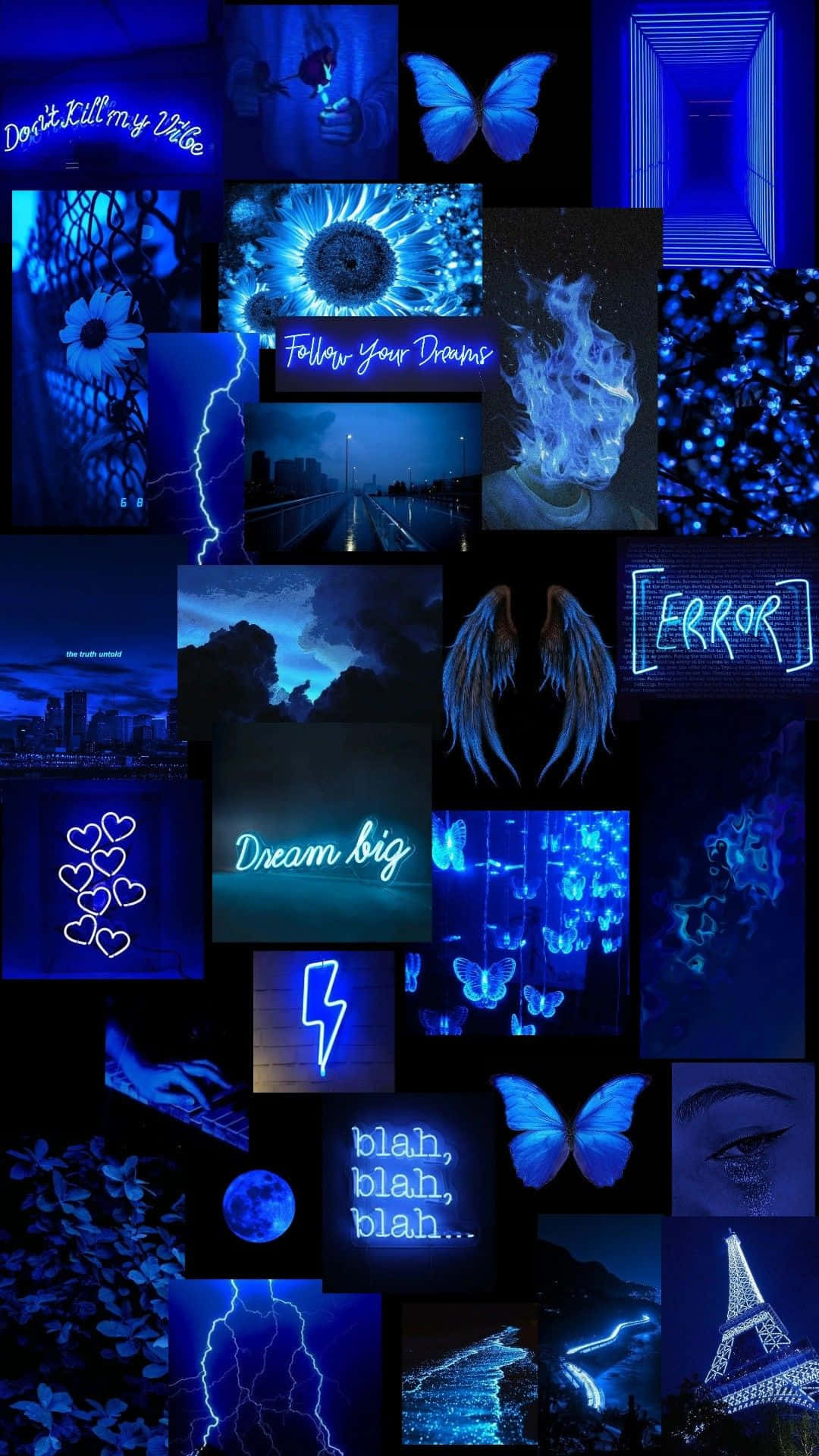 Blå Baddie Sommerfugle Collage Wallpapers