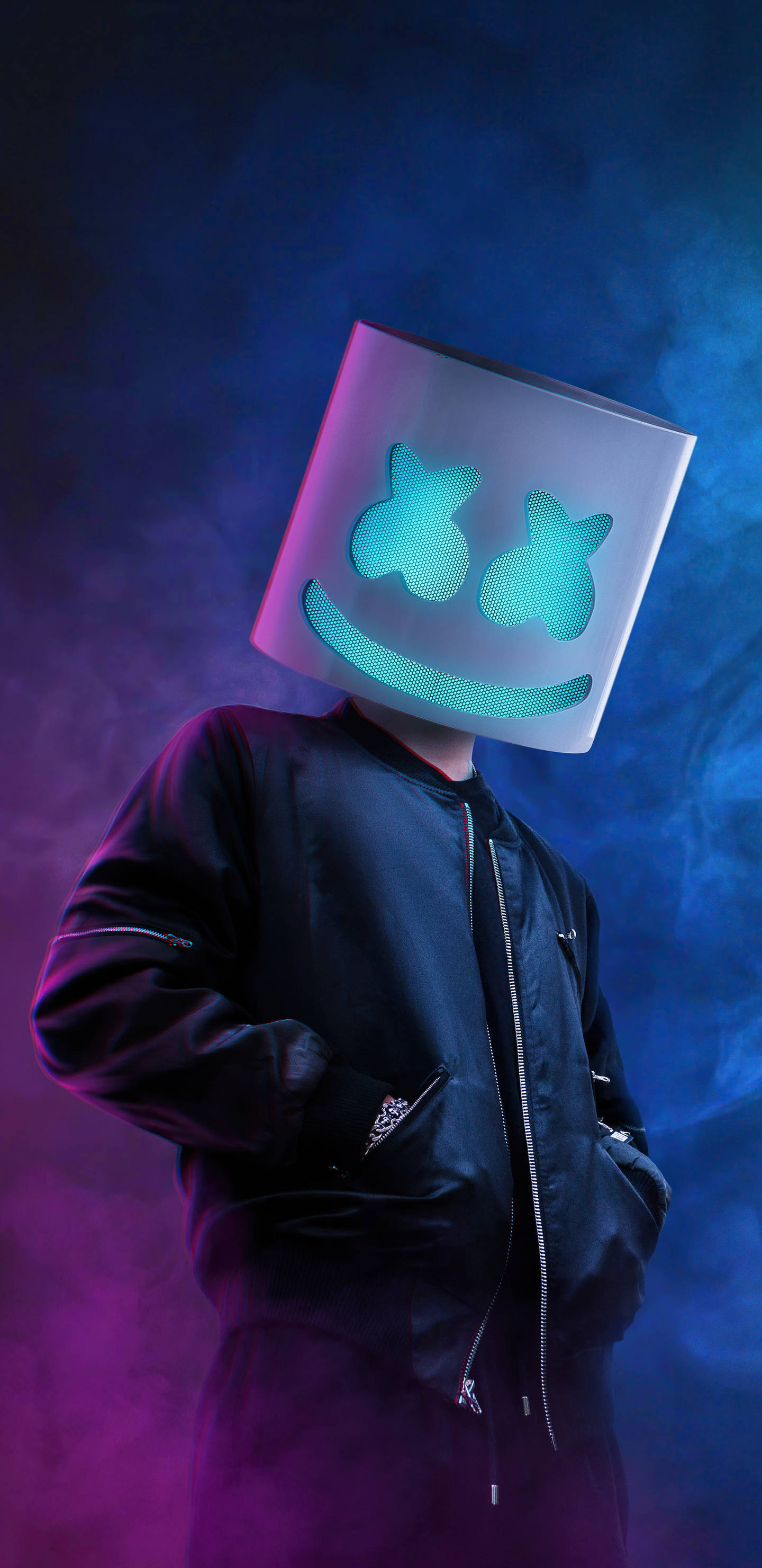 Blå baggrund Marshmello HD iPhone Wallpapers